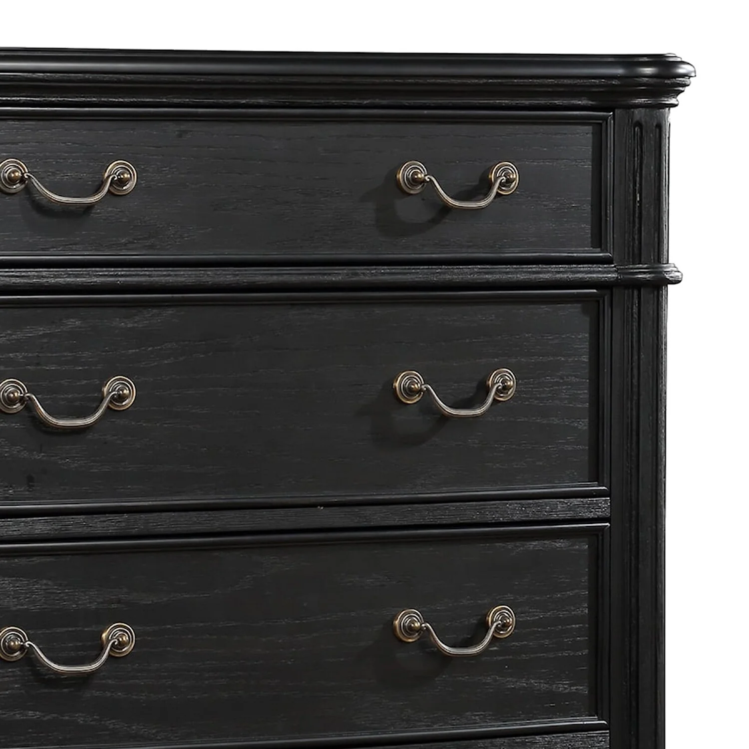 Benjara Berry 49 Inch Tall Dresser Chest, Wood, Metal Handles, 5 Drawers, Black