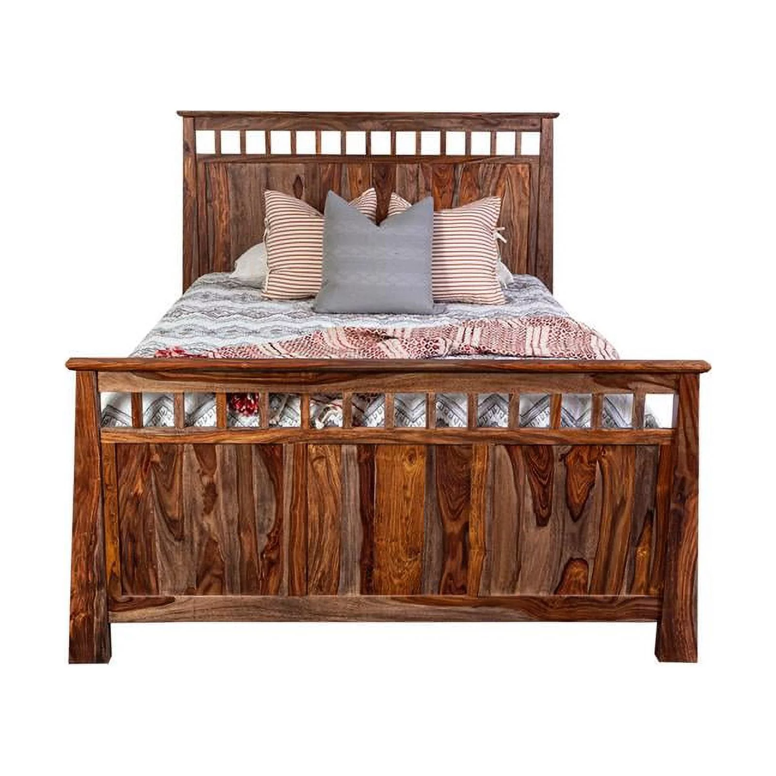 Kalispell Solid Sheesham Wood King Bed - Harvest