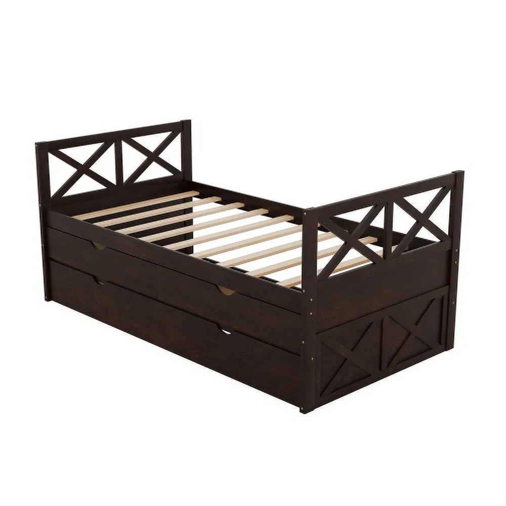 Motent multi-Functional Daybed with Drawers and Trundle, Living room and Bedroom, Brown