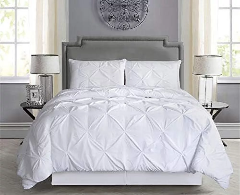Pintuck Hypoallergenic 8-Piece Bed In A Bag Comforter Set - Sheet Set Included!! (White, Queen)