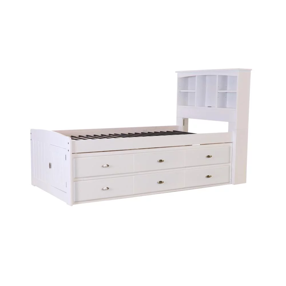 OS Home and Office Furniture 80220K6-22 Solid Pine Bed in Casual White