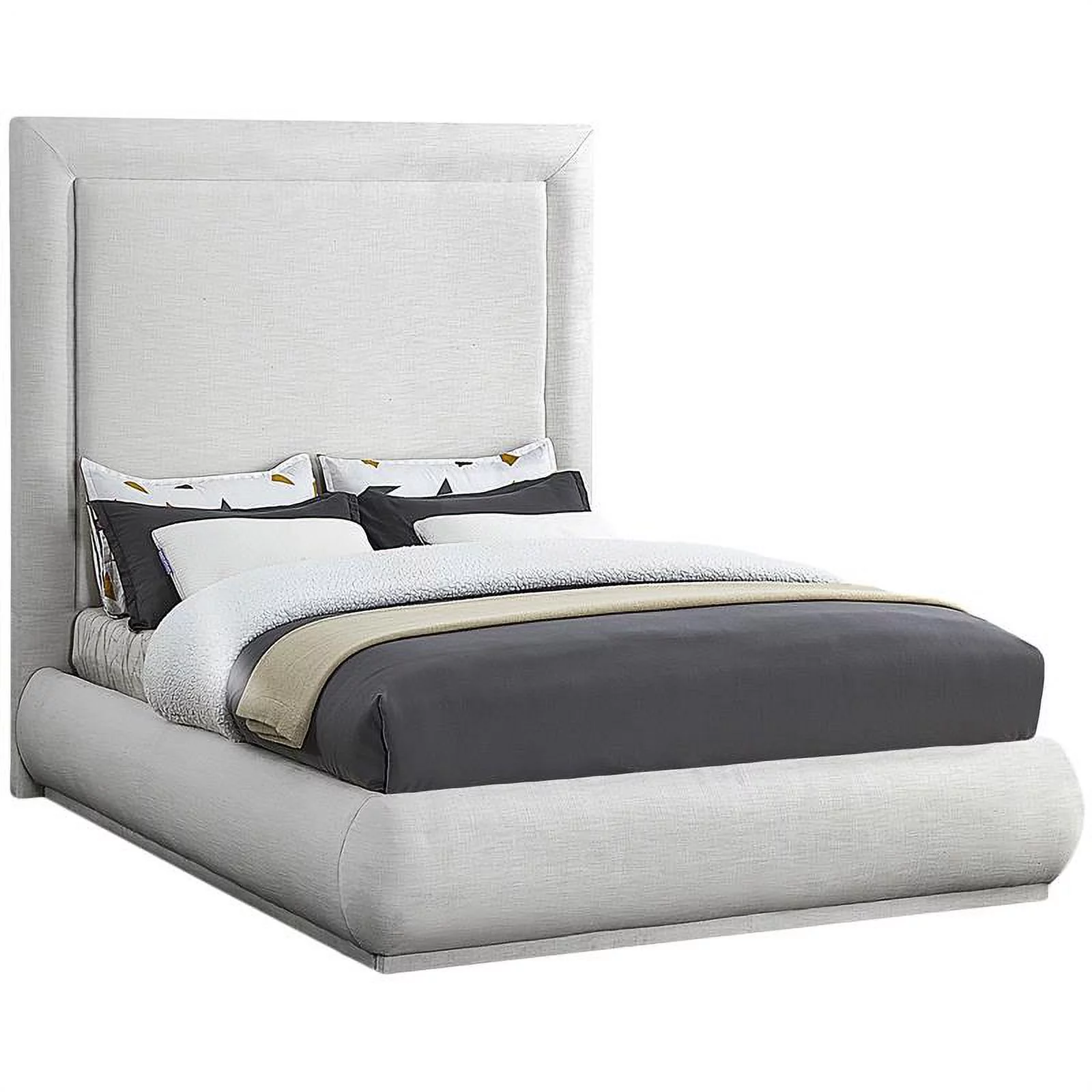 Meridian Furniture Brooke Cream Linen Textured Fabric King Bed