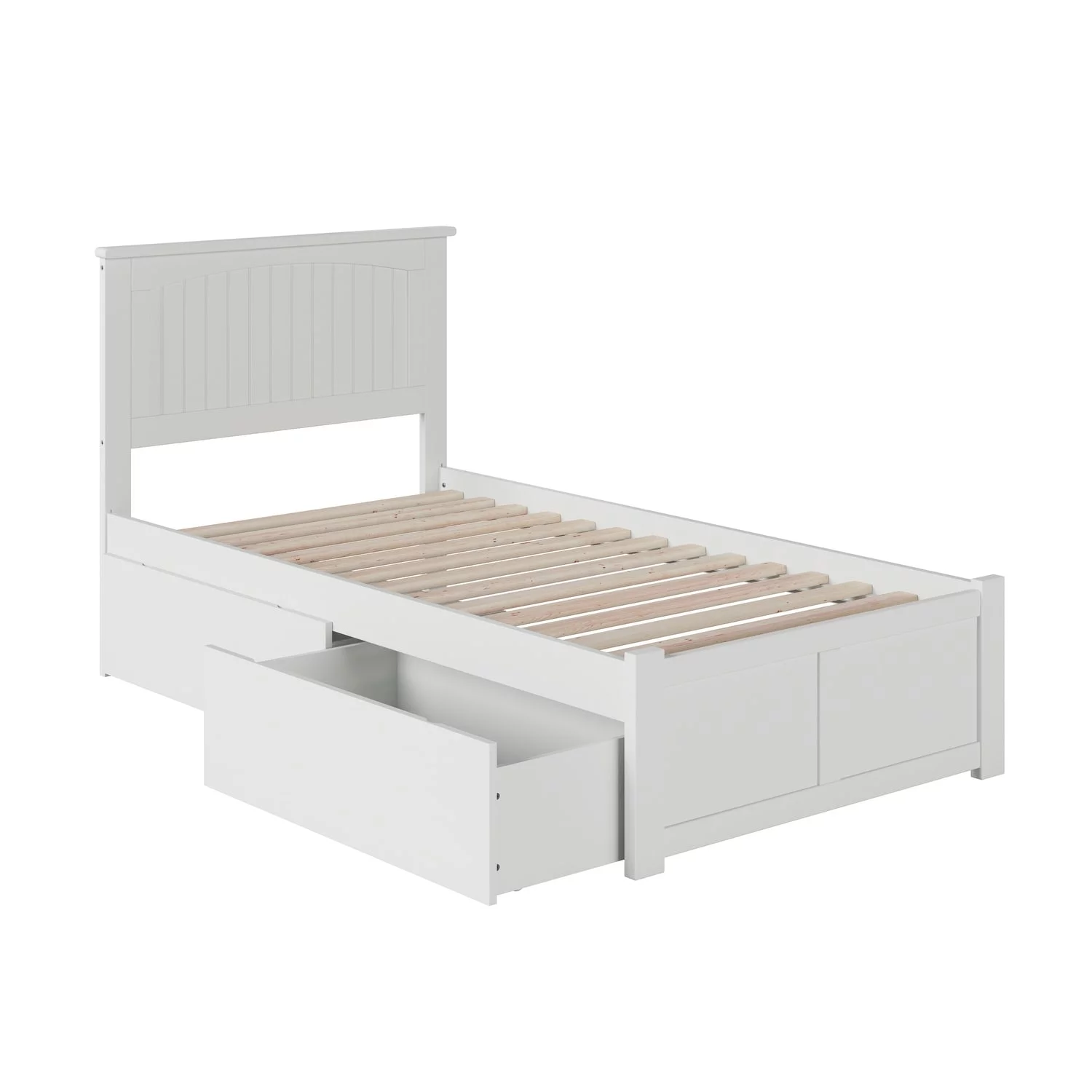 AFI Nantucket Platform Bed with Footboard and Storage Drawers White Painted Twin XL