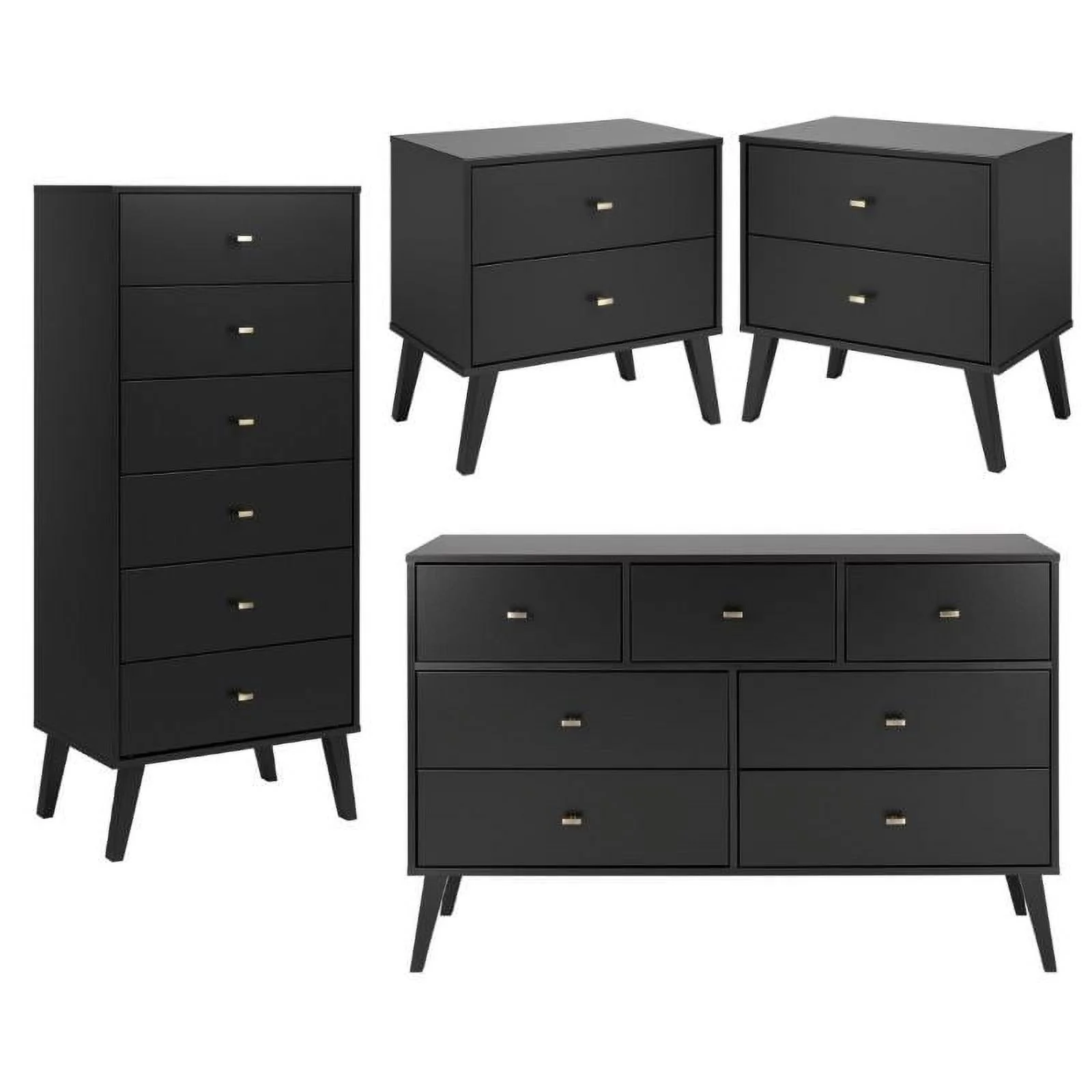 Home Square 4-Piece Set with 2 Nightstands 7-Drawer Dresser & 4-Drawer Chest