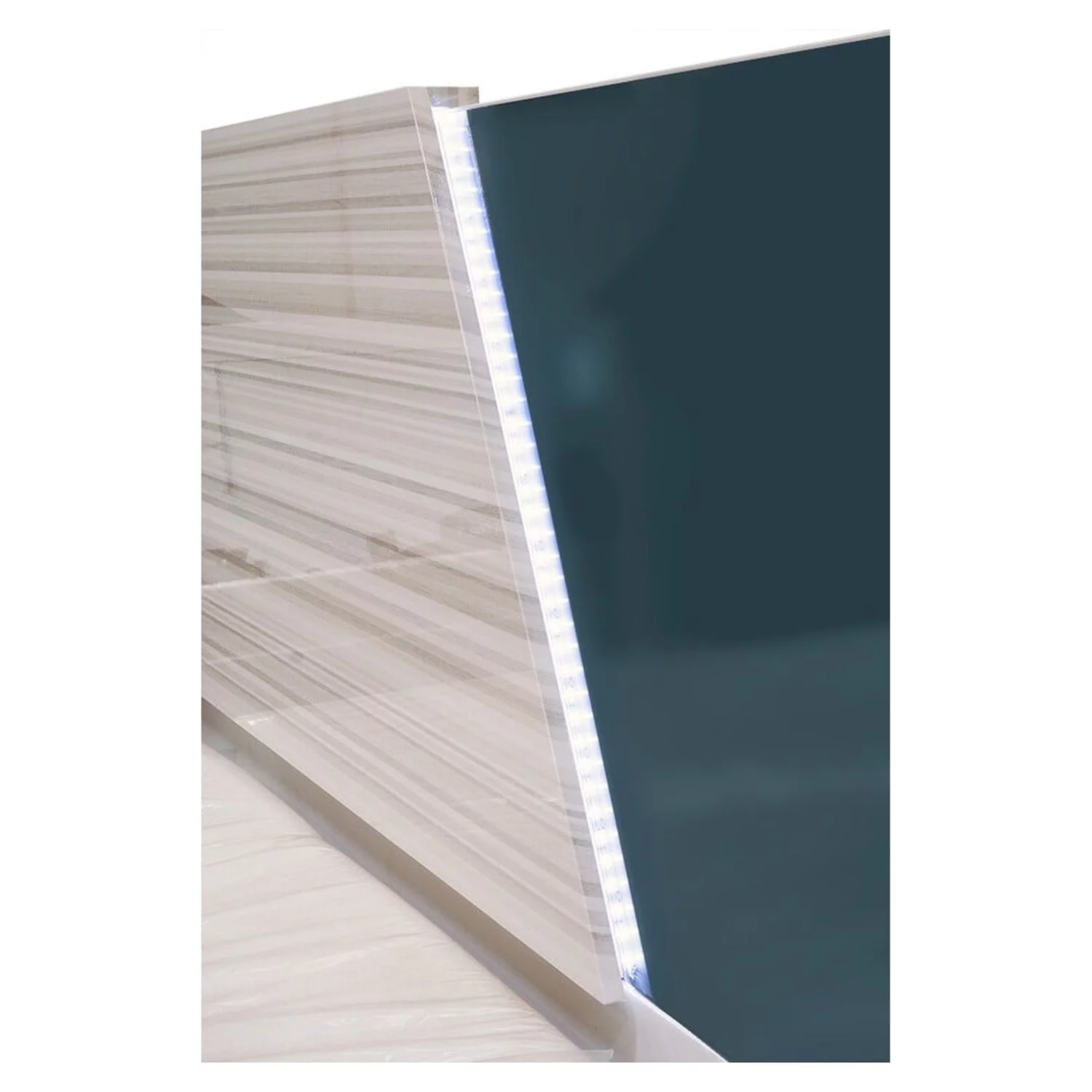 Best Master Manchester Poplar Wood East King Platform Bed in Zebra/Gray