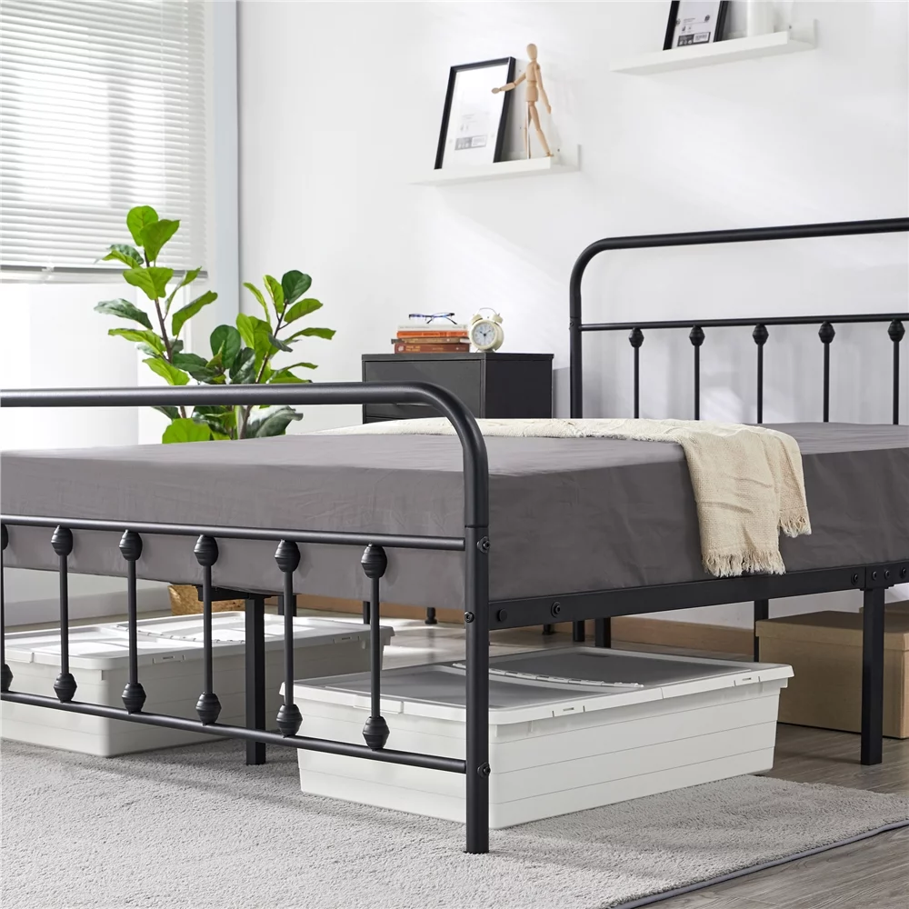 Yaheetech Classic Metal Platform Bed Frame with Headboard and Footboard,Full Size,Black