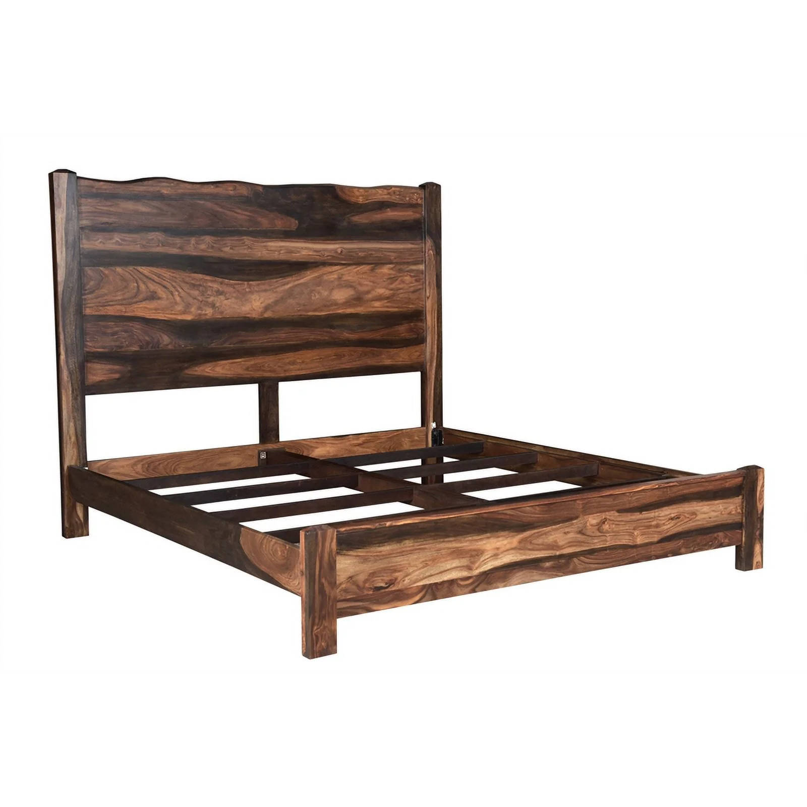 Taran Designs Darcy Live Edge Solid Wood King Panel Bed in Dark Brown