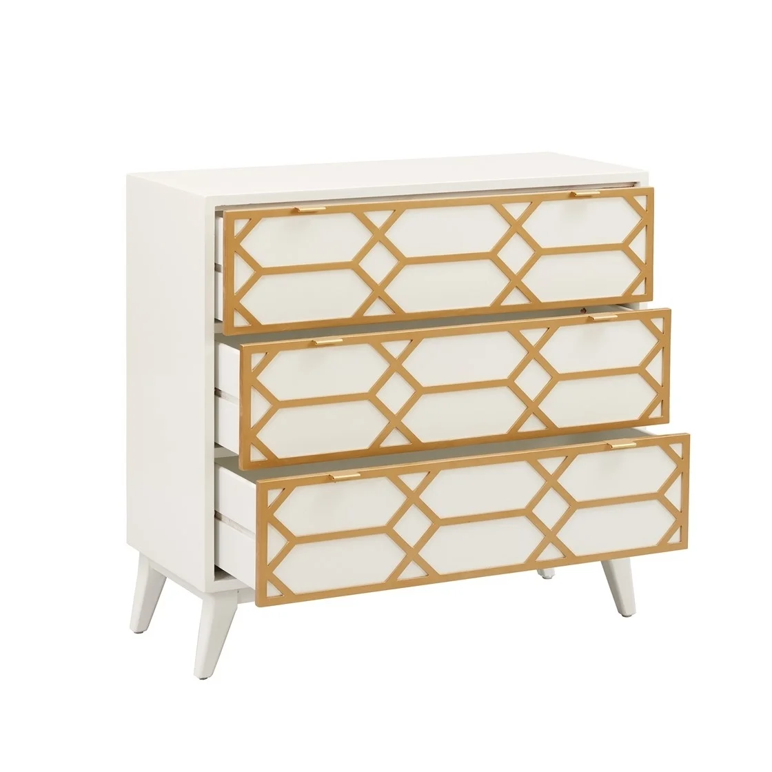 Gracie Mills Williford Hand-Painted Gold Lattice Accent Chest - GRACE-204
