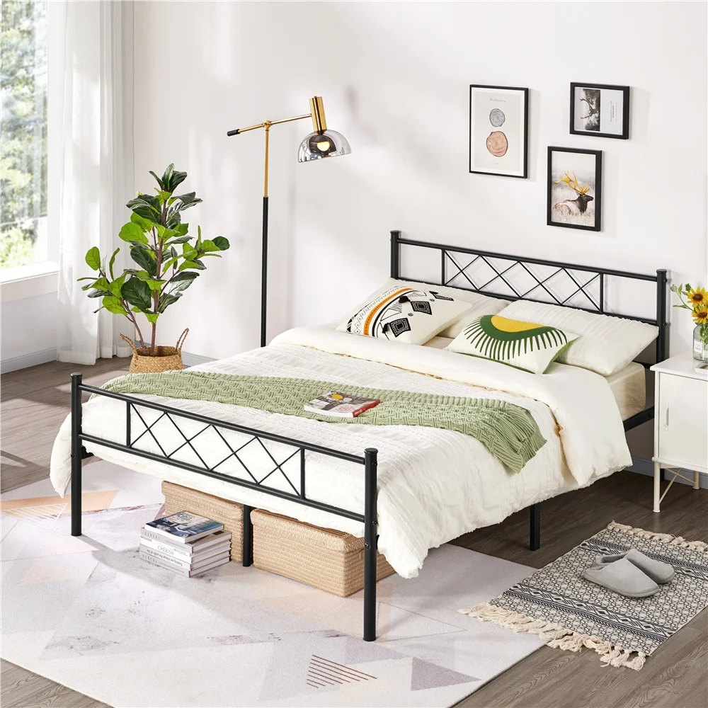Yaheetech Metal Platform Bed Frame with Headboard and Footboard, Full Size, Black