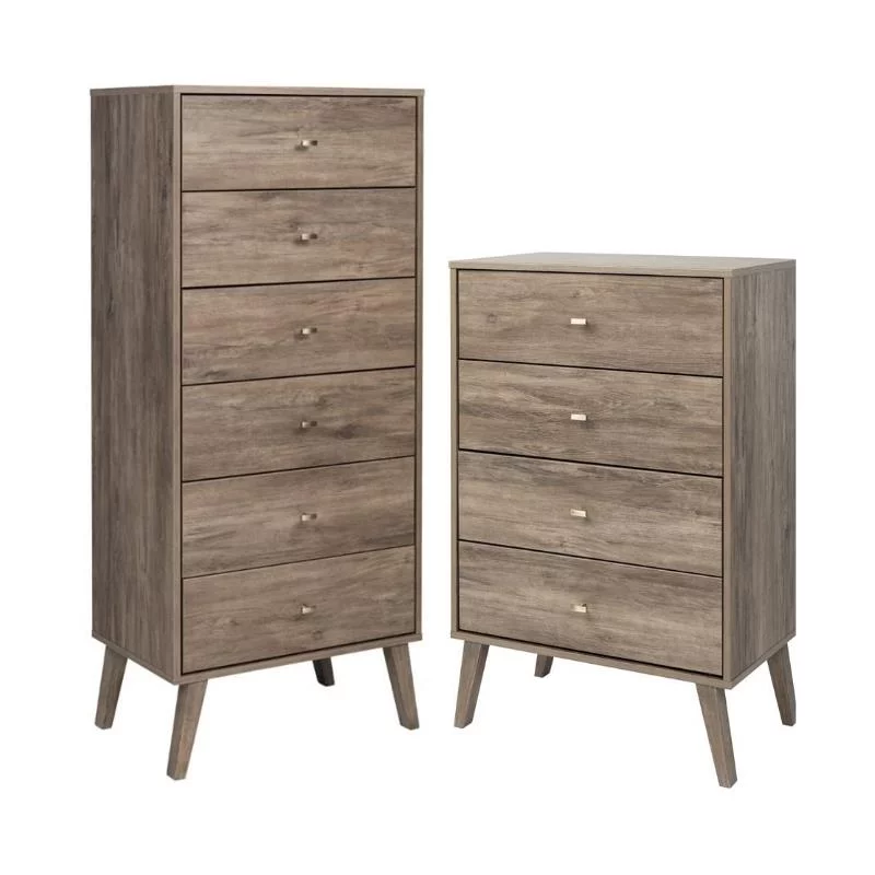Home Square 2-Piece Set with Modern Tall 6-Drawer Chest & 4-Drawer Chest