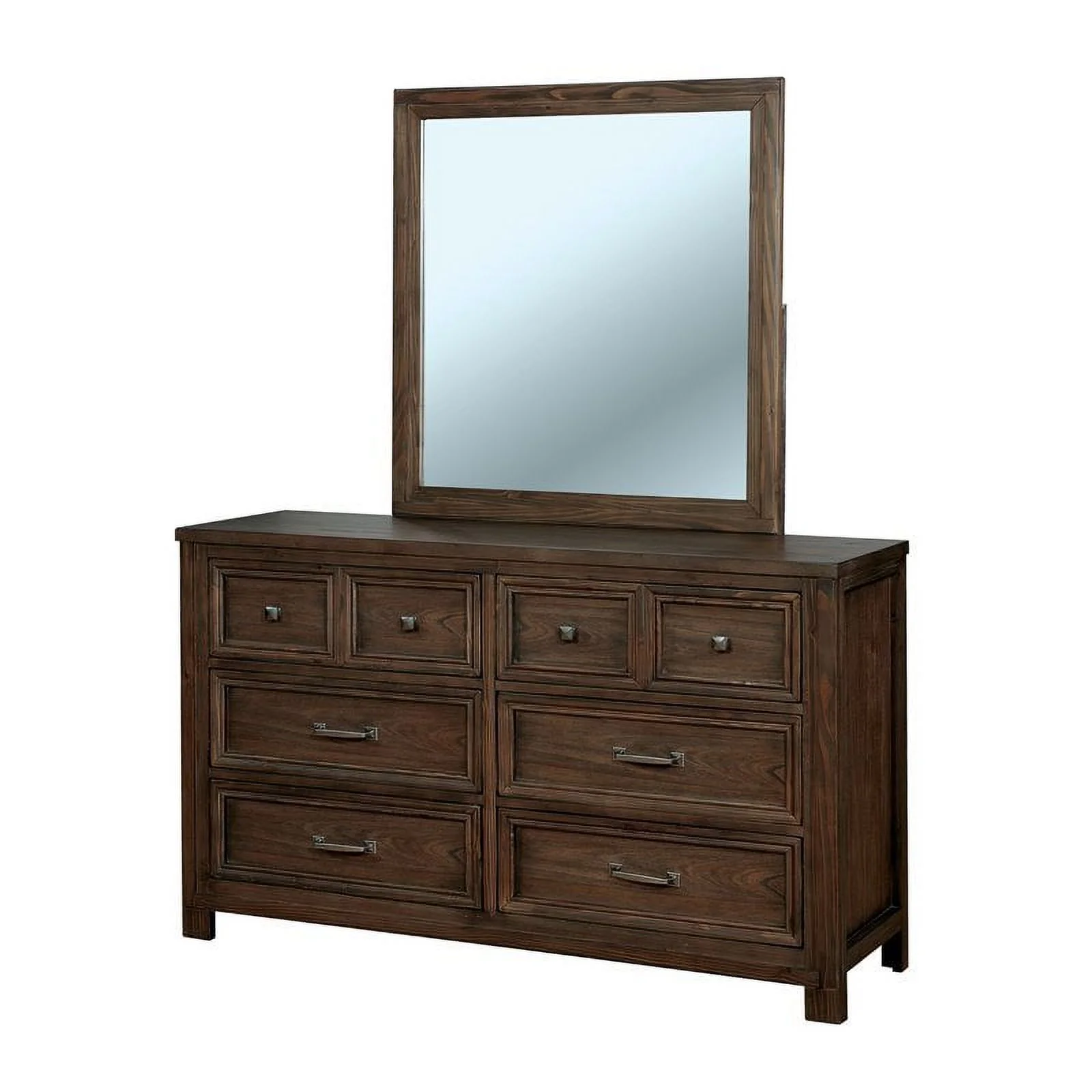 Bowery Hill 2-Piece Wood Dresser and Mirror in Dark Oak Finish