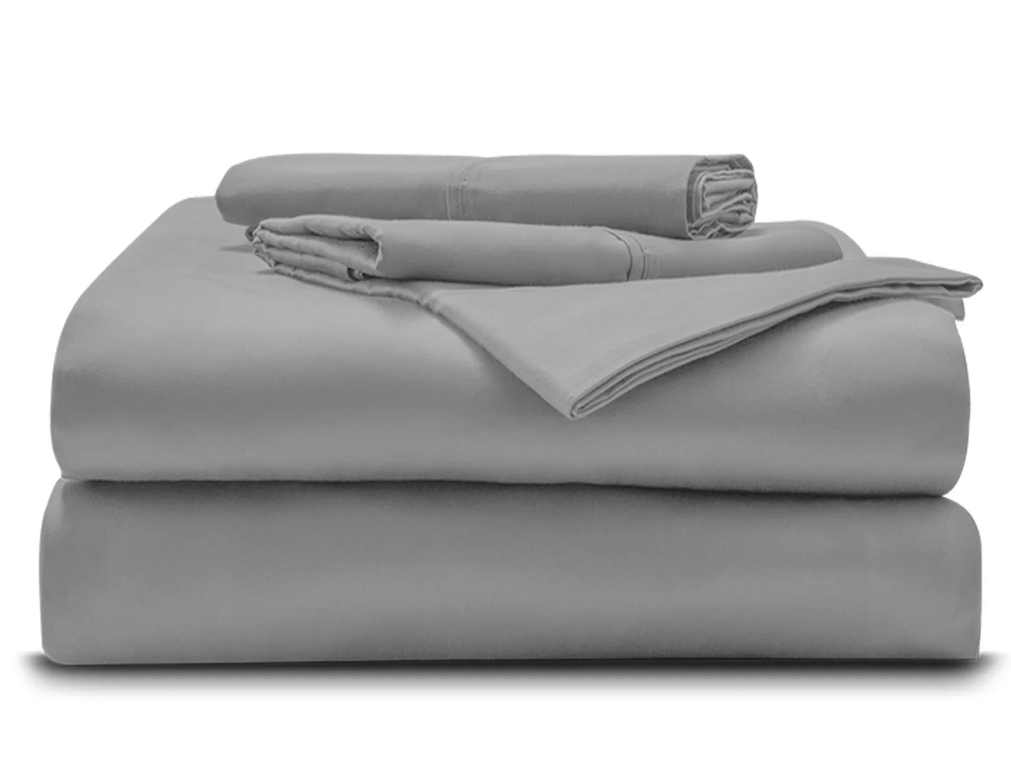 4-Piece Giza Cotton California King Size Sheet Set - Premium 1000-Thread-Count 100% Giza Egyptian Cotton, Fit Upto 18 inches Deep Pockets Mattress - Light Grey