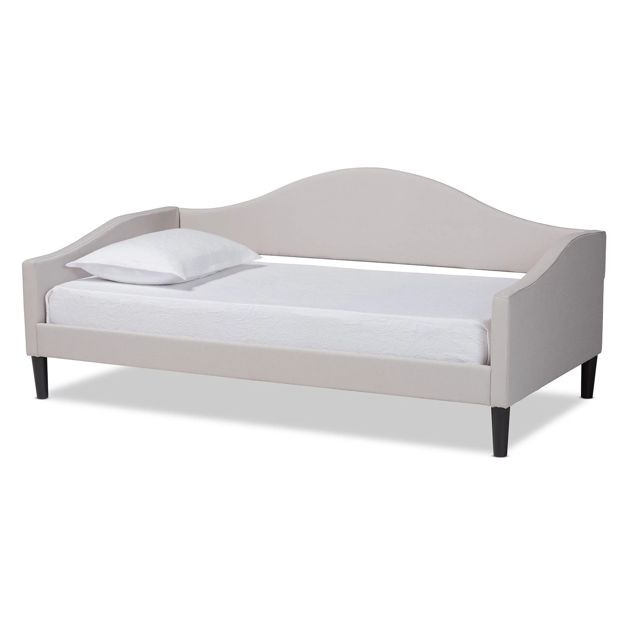 Baxton Studio Milligan Modern and Contemporary Beige Fabric Upholstered and Dark Brown Finished Wood, Twin Size Daybed