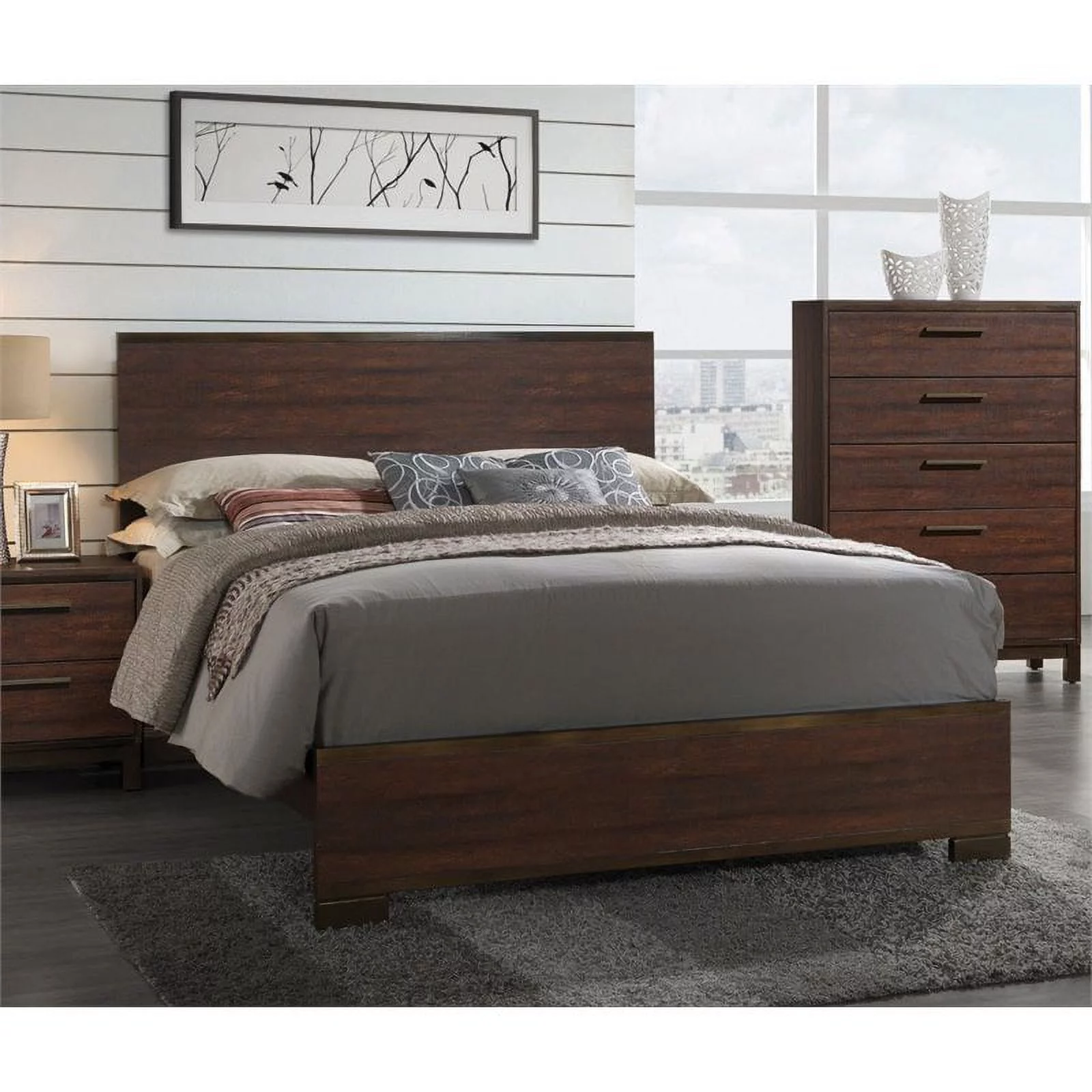 Bowery Hill California King Panel Bed in Tobacco and Bronze