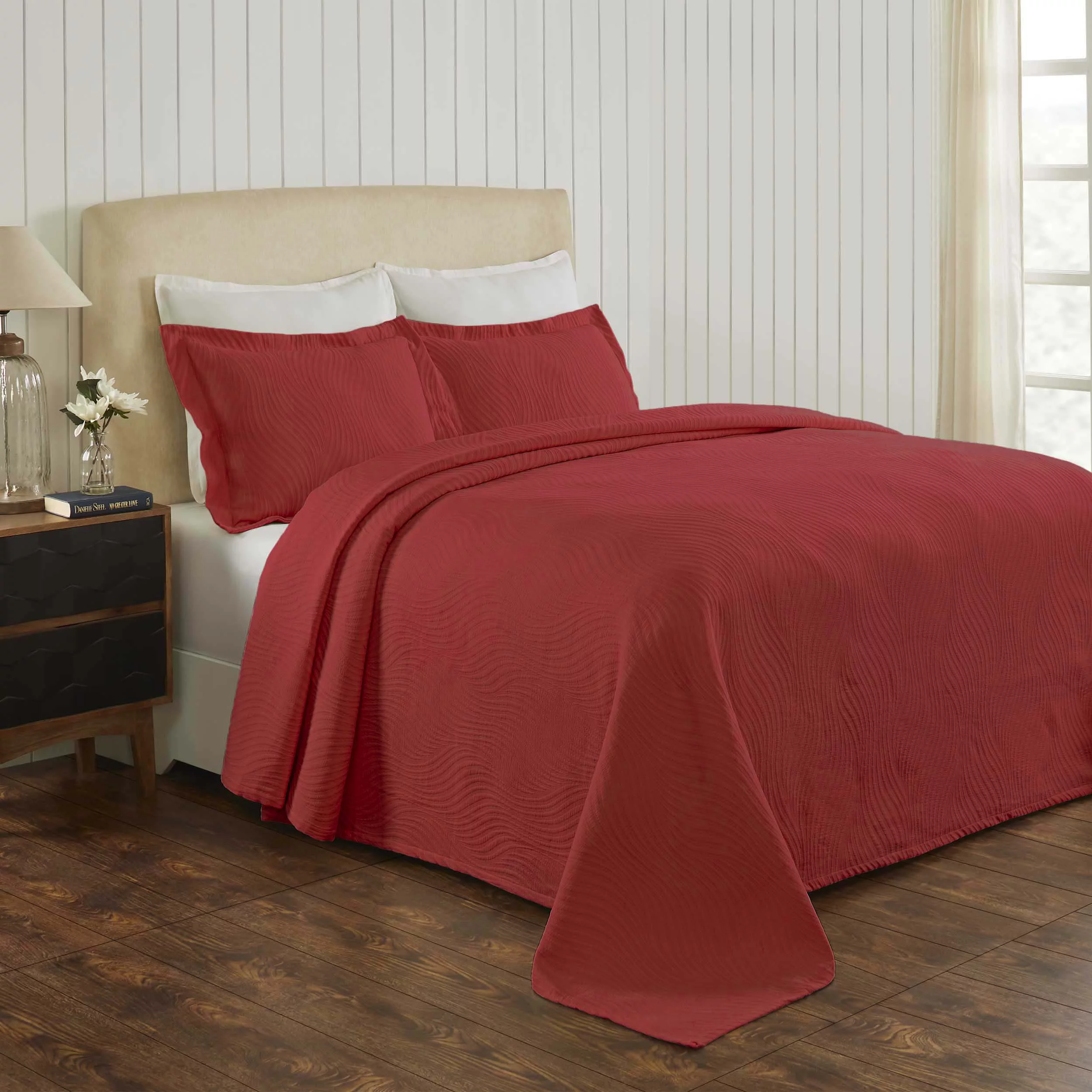 Superior Moretz Cotton Matelasse Bedspread, Twin, Cranberry