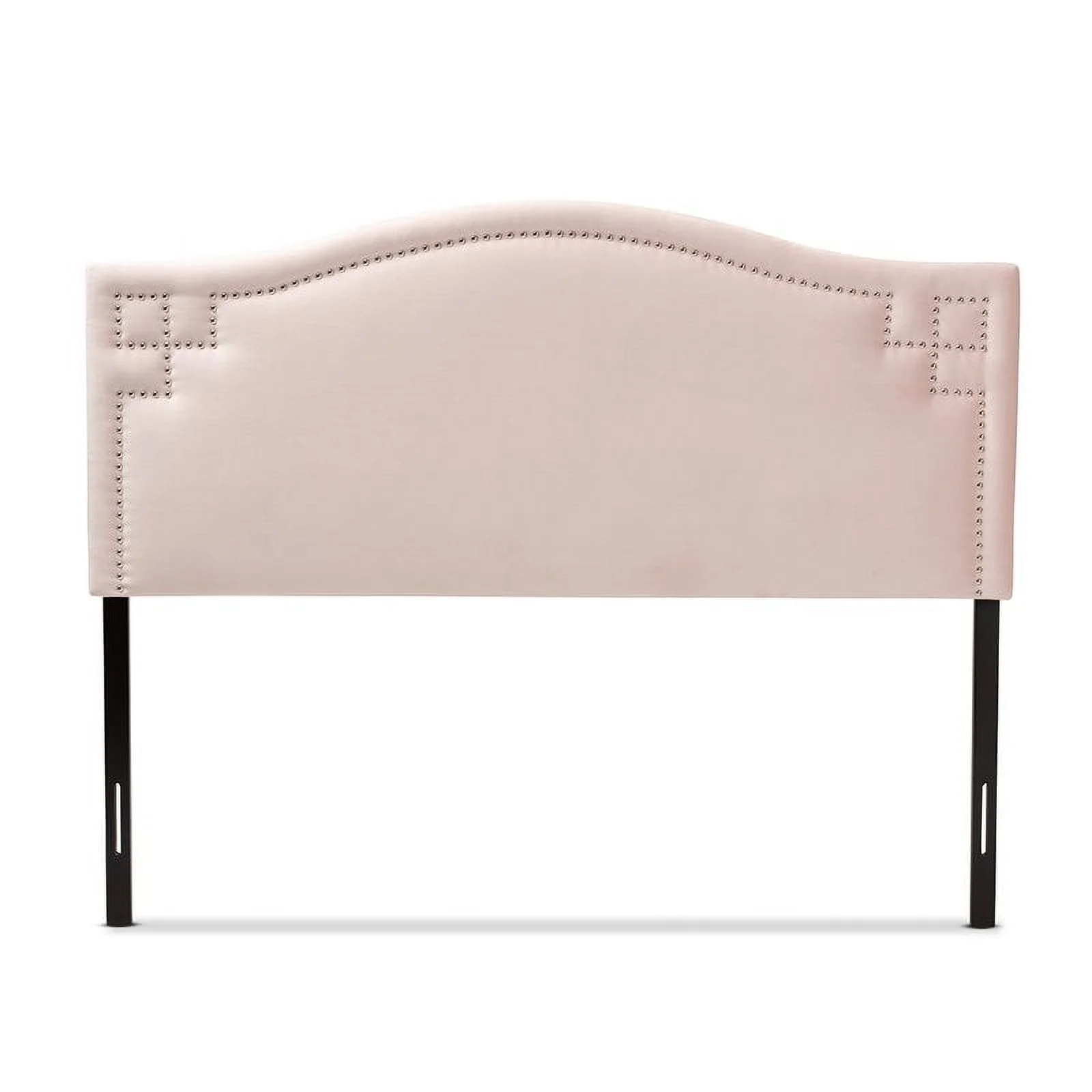 Bowery Hill Modern Velvet and Wood Full Headboard in Light Pink