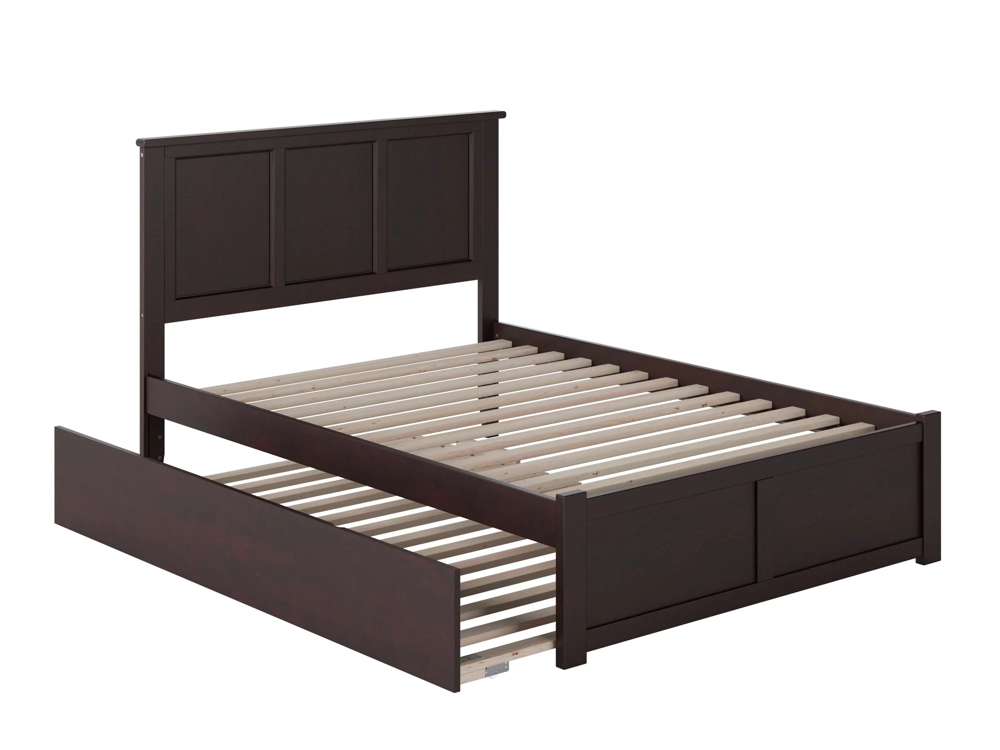 AFI Madison Full Solid Wood Platform Bed with Footboard & Full Trundle in Espresso
