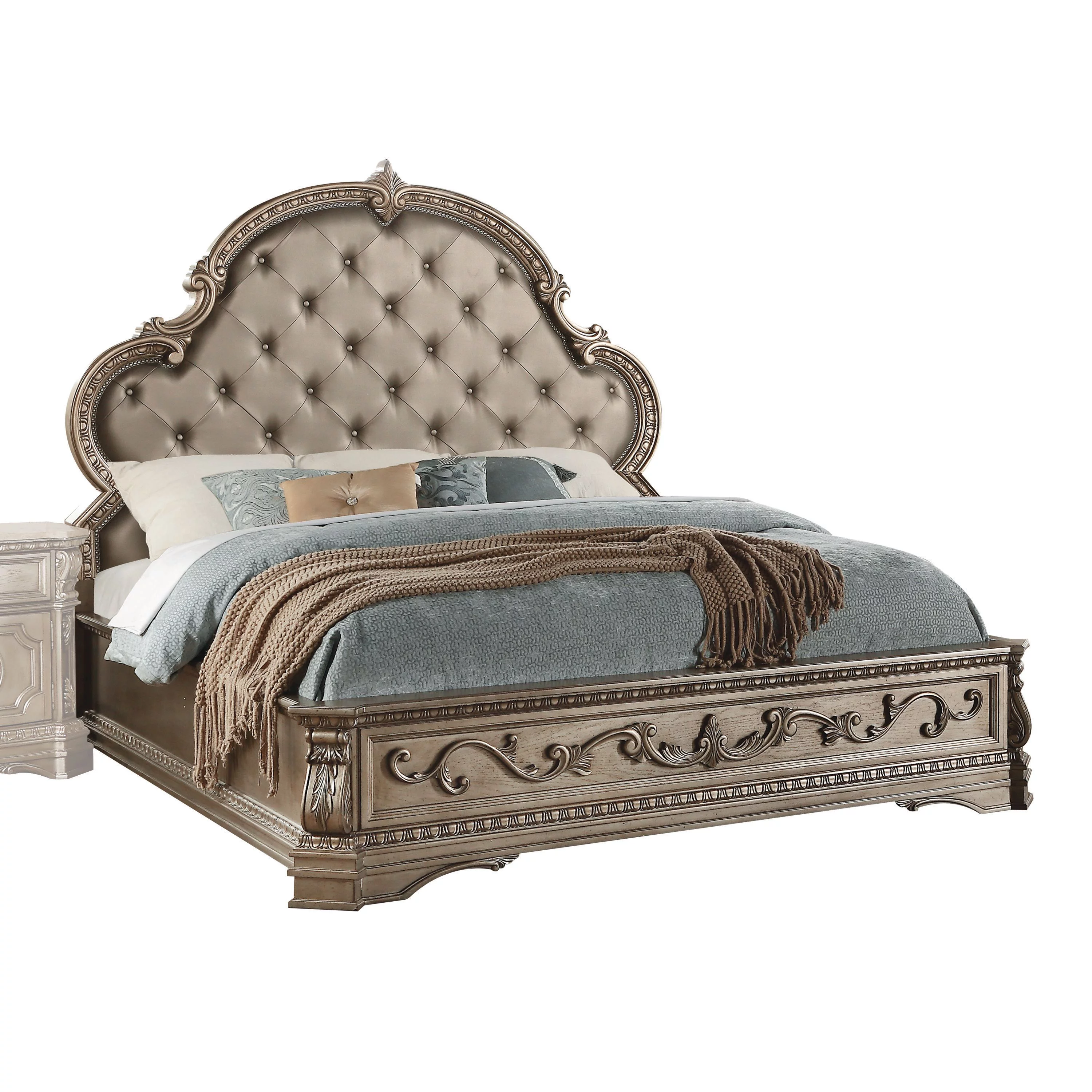 ACME Northville Bed in Antique Silver Finish, Multiple Sizes