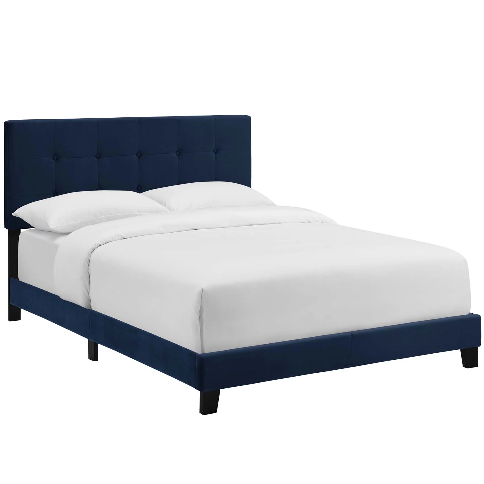 Modway Amira Twin Performance Velvet Bed in Midnight Blue
