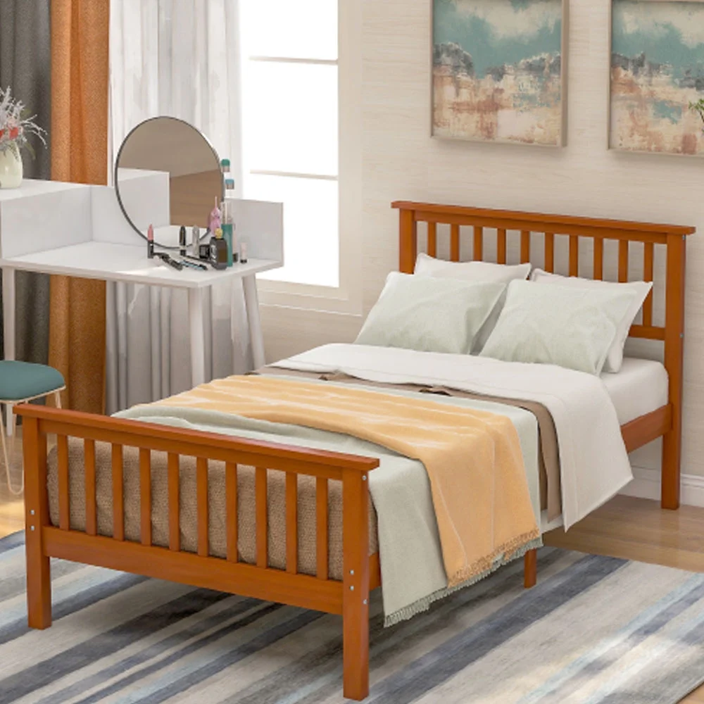 Wood Platform Bed with Headboard and Footboard - Oak