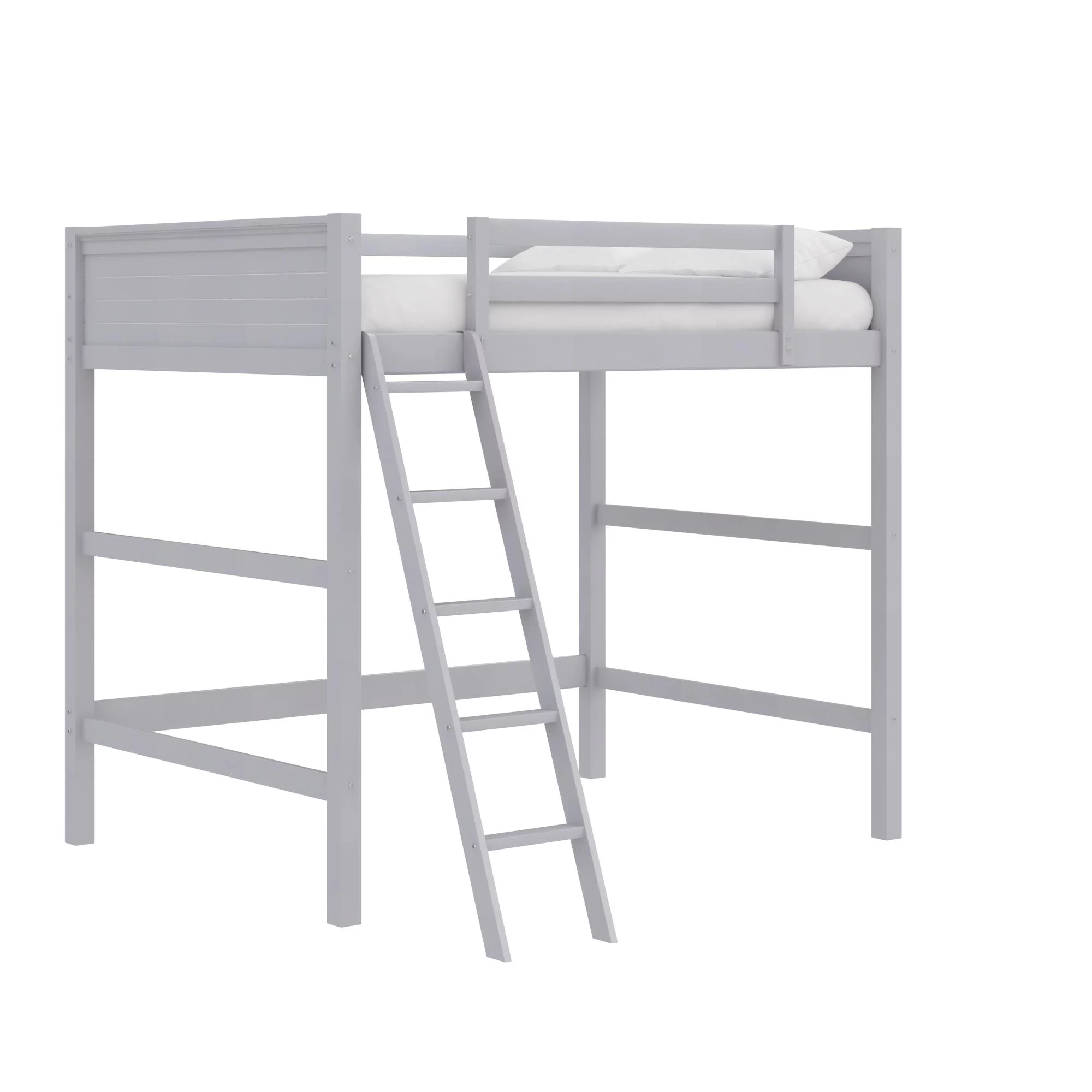 Your Zone Kiarah Full Size Loft Bed with Ladder, Gray