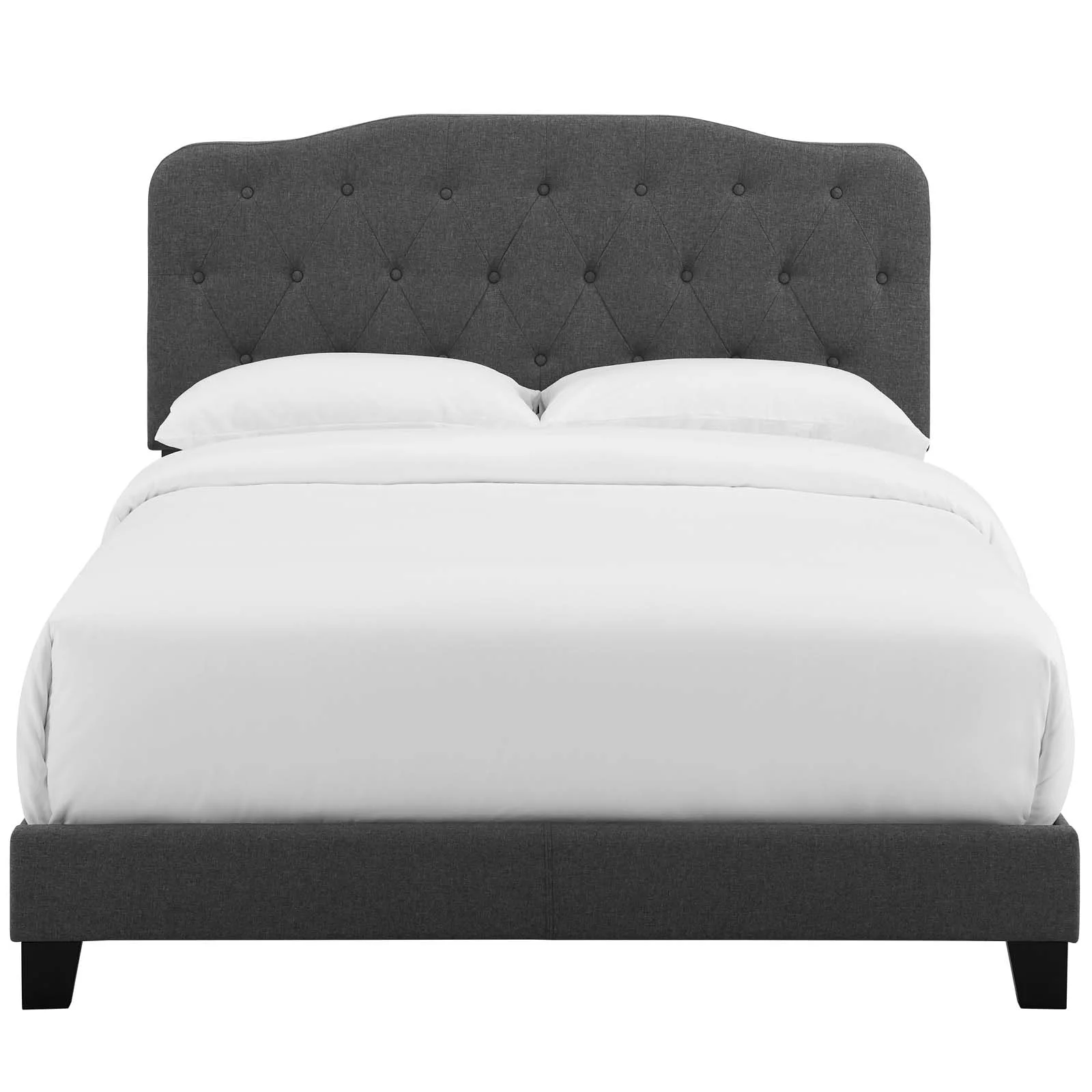 Modern Contemporary Urban Design Bedroom Full Size Platform Bed Frame, Fabric, Grey Gray, Box Spring Required