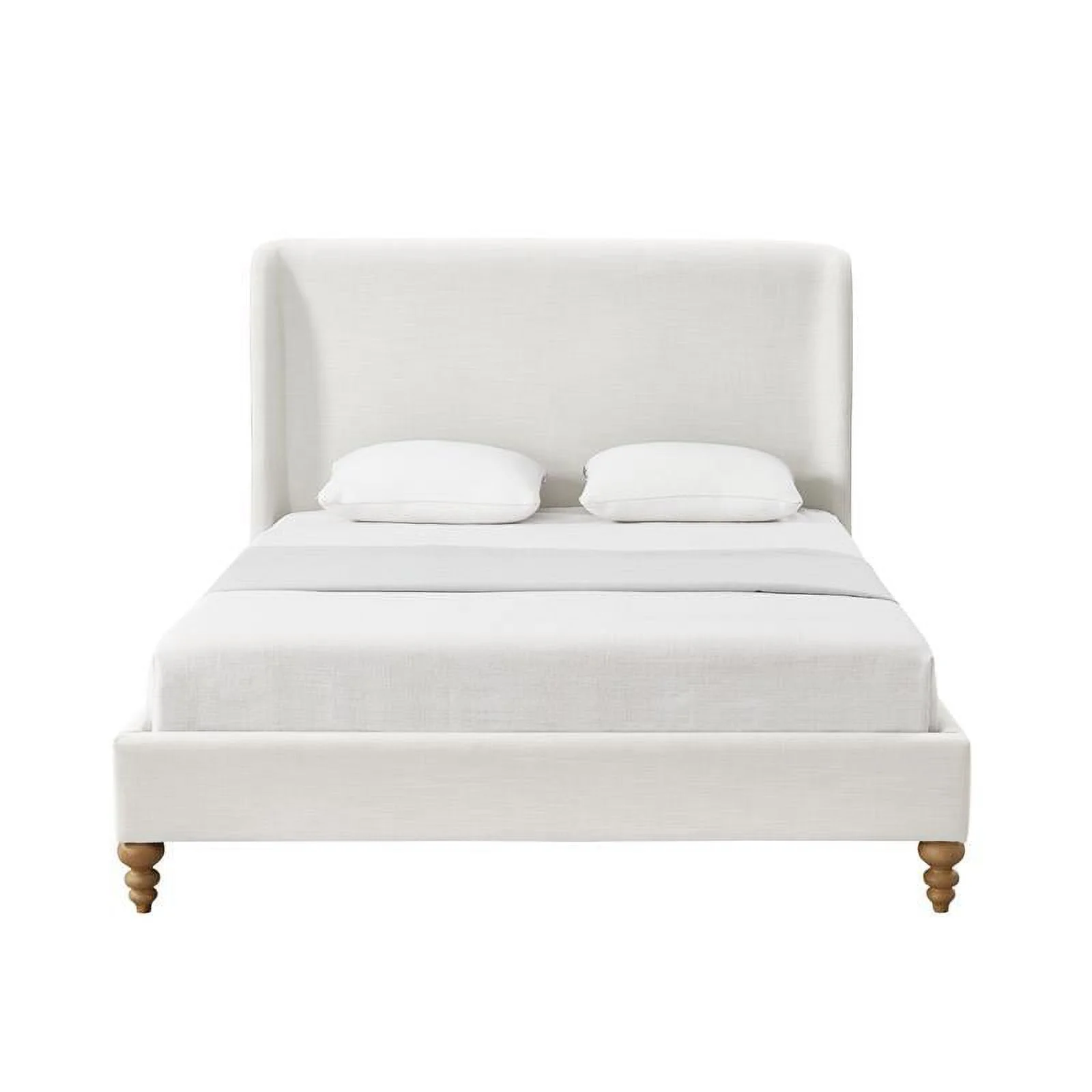 Kataleya Bed Cream White Linen Twin Wingback Upholstered