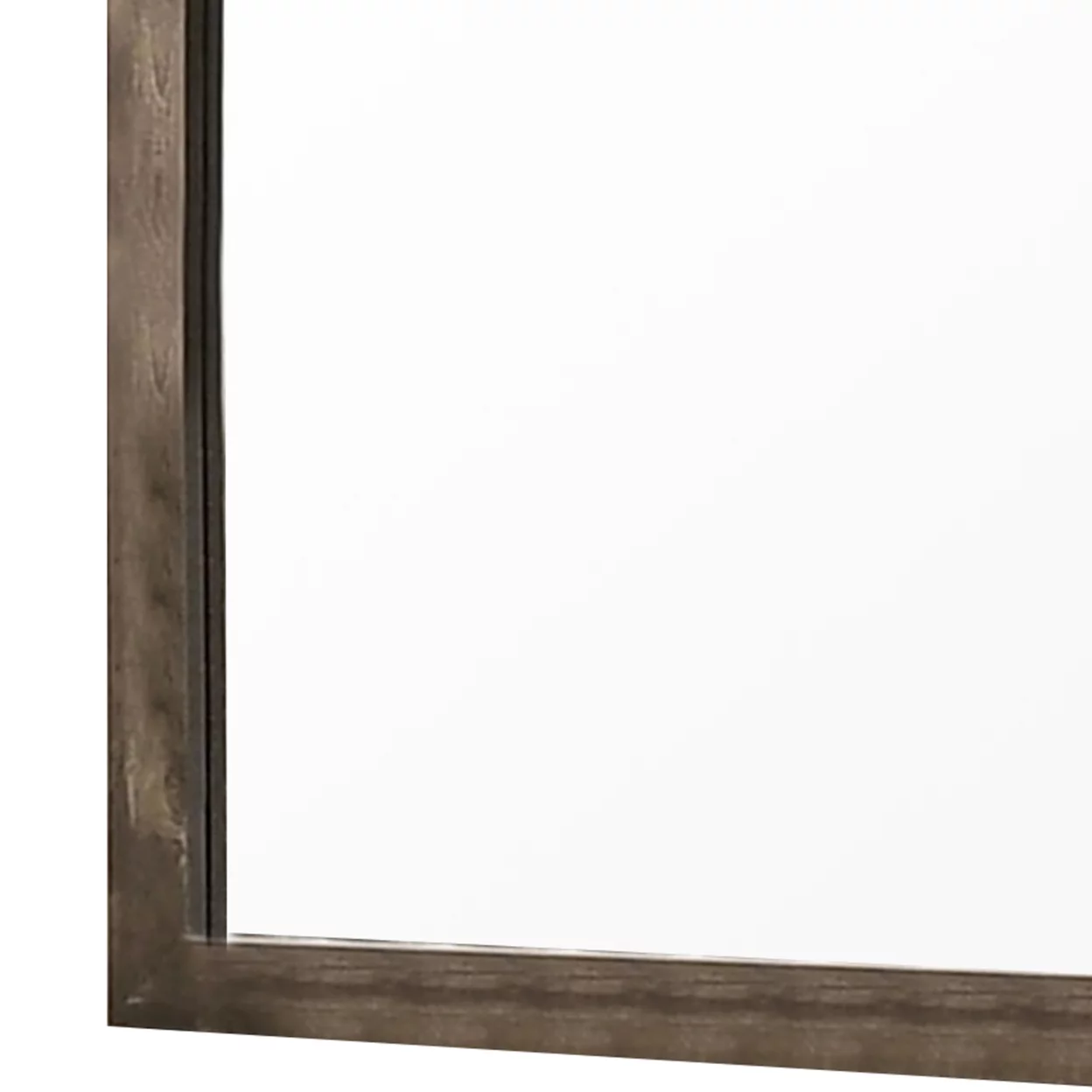 Farmhouse Style Square Wooden Frame Mirror with Grain Details Brown- Saltoro Sherpi