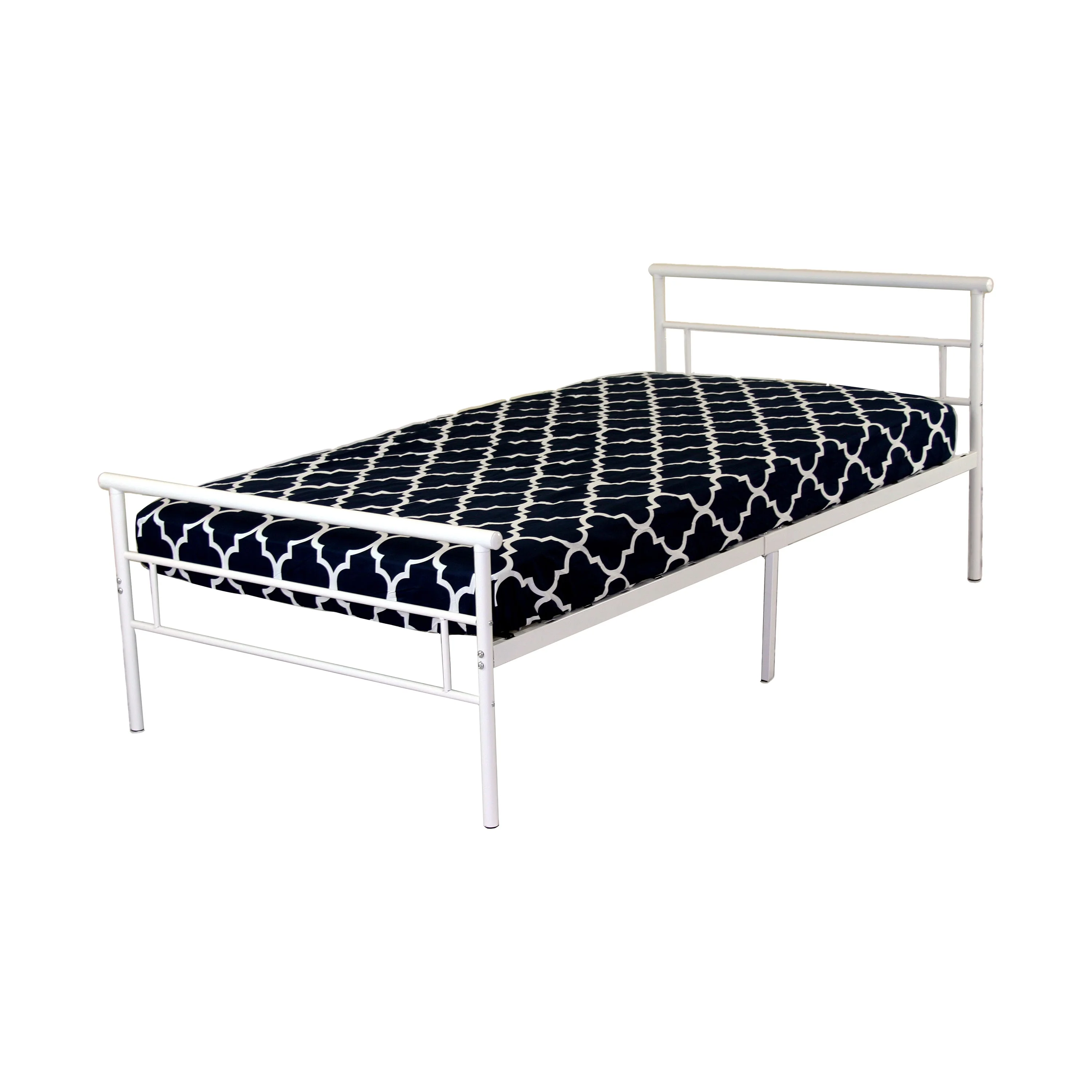 BK Furniture Seattle Classic Metal Bed, Twin, White