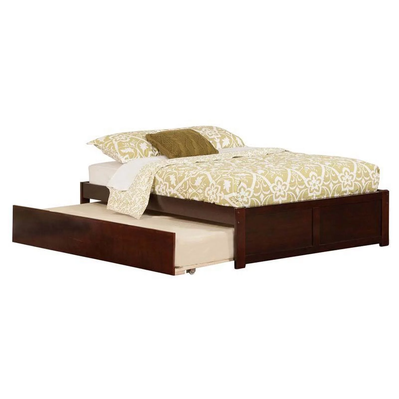Leo & Lacey Urban Traditional Hardwood Storage Platform Bed, Full, Walnut