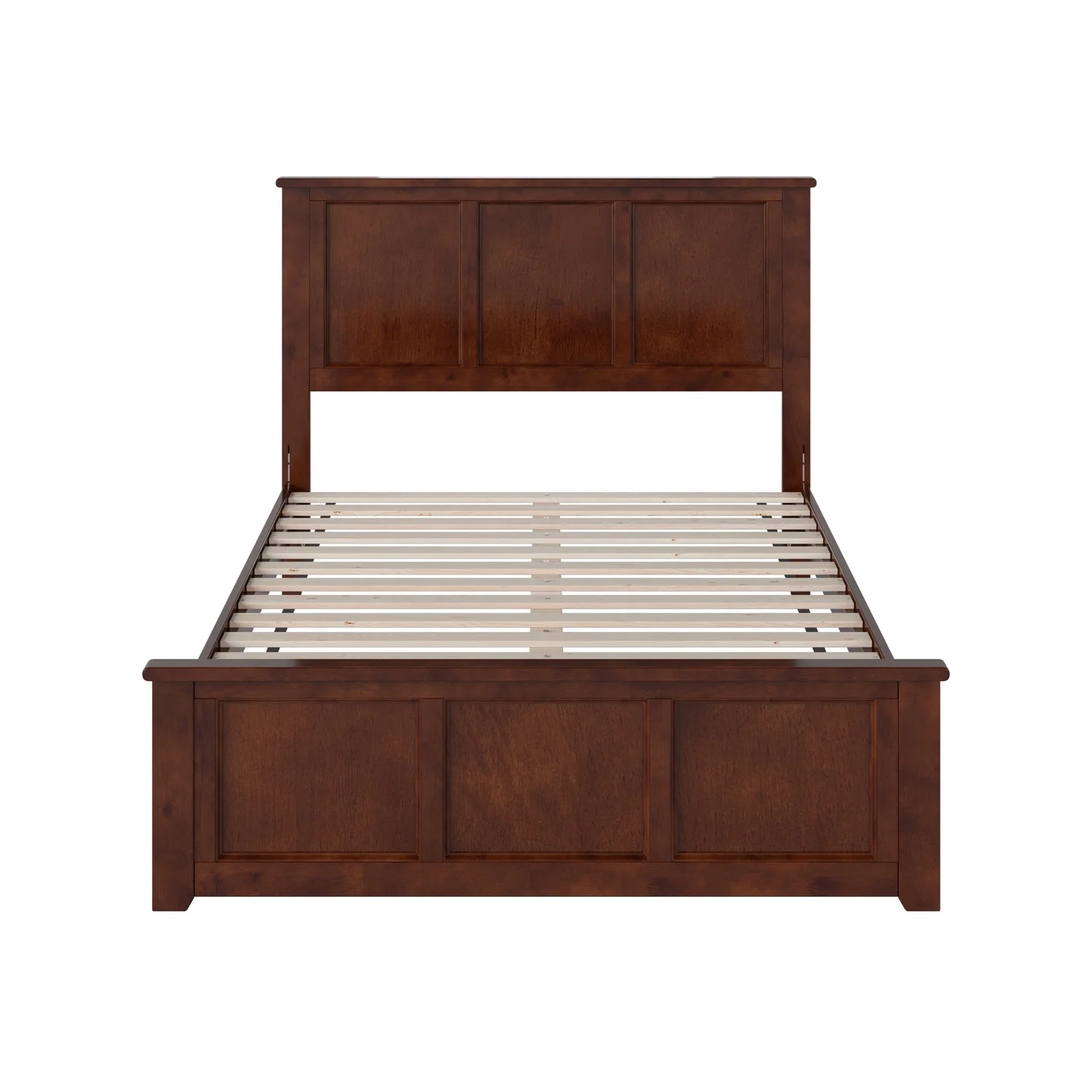 AFI Charlotte Full Solid Wood Low Profile Platform Bed with Matching Footboard, Walnut