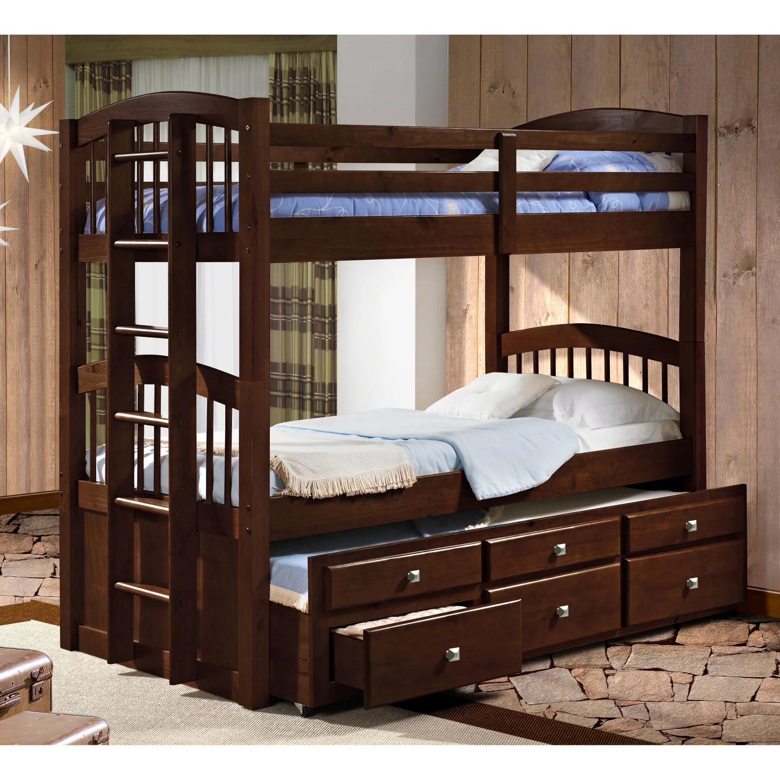 Donco Twin over Twin Captains Trundle Bunk Bed