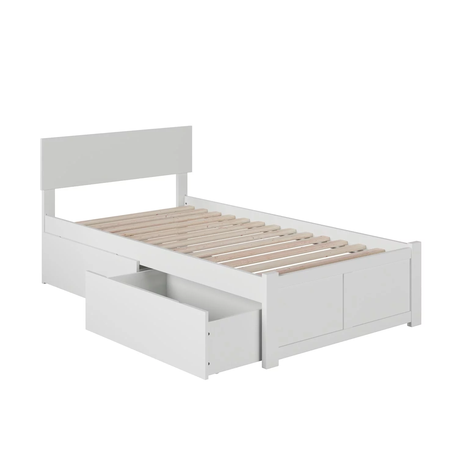 AFI Orlando Platform Bed with Footboard and Storage Drawers White Painted Twin XL