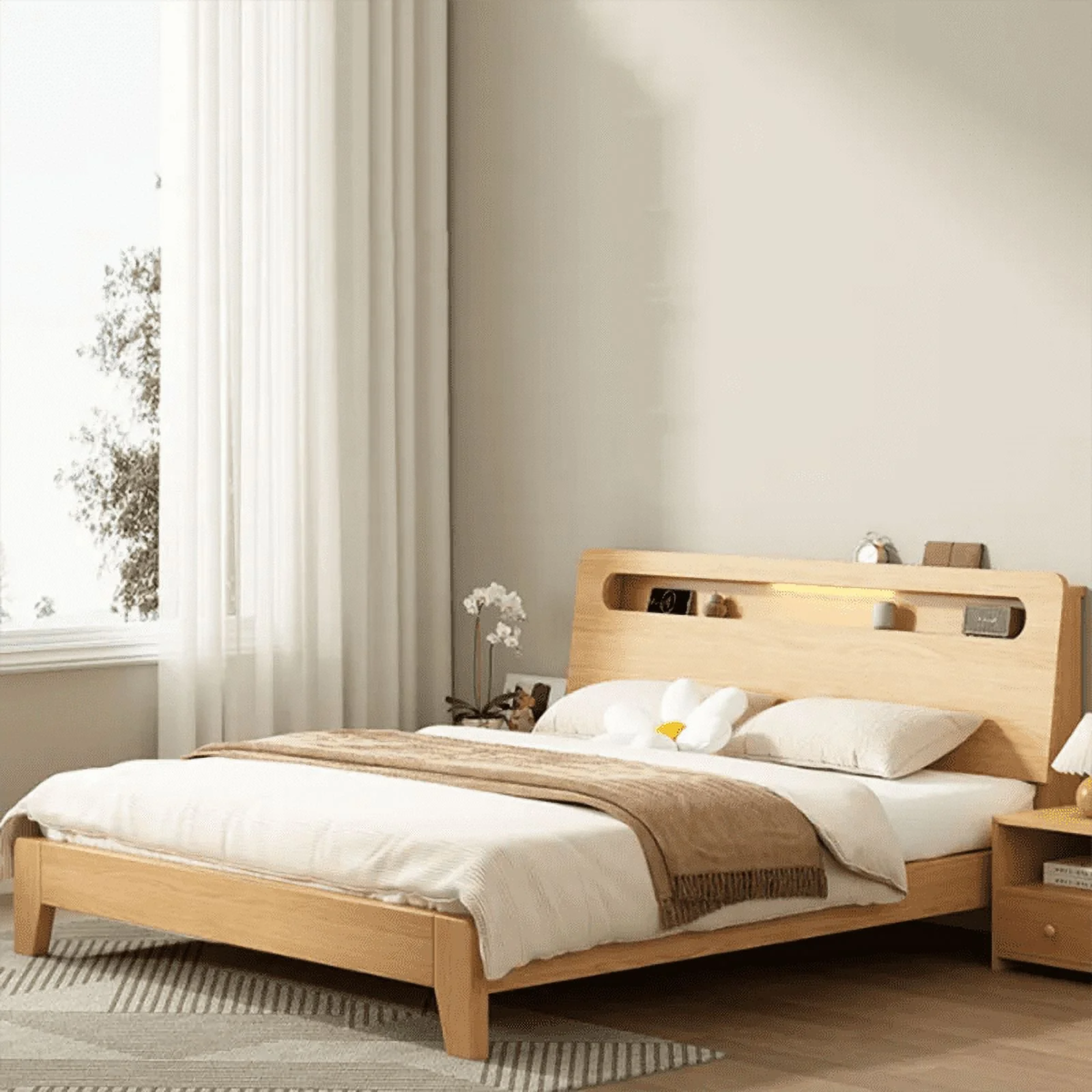 Wood Children Bed King Luxury Modern Multifunctional Nordic Bed Double Storage Adults Camas Dormitorio Furniture Living Room