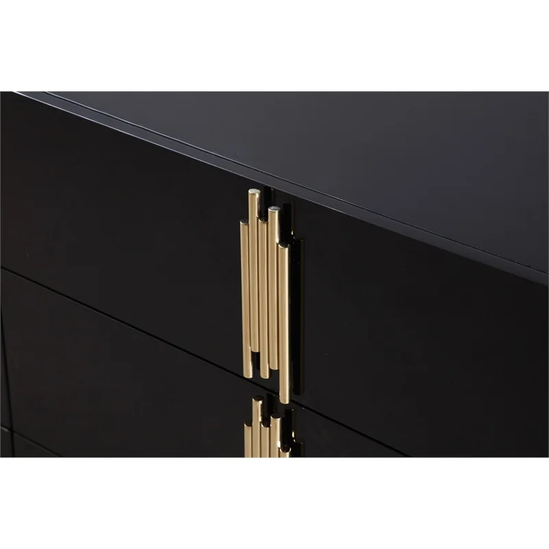 Modrest Token 6-Drawer Engineered Wood Dresser in Black/Gold