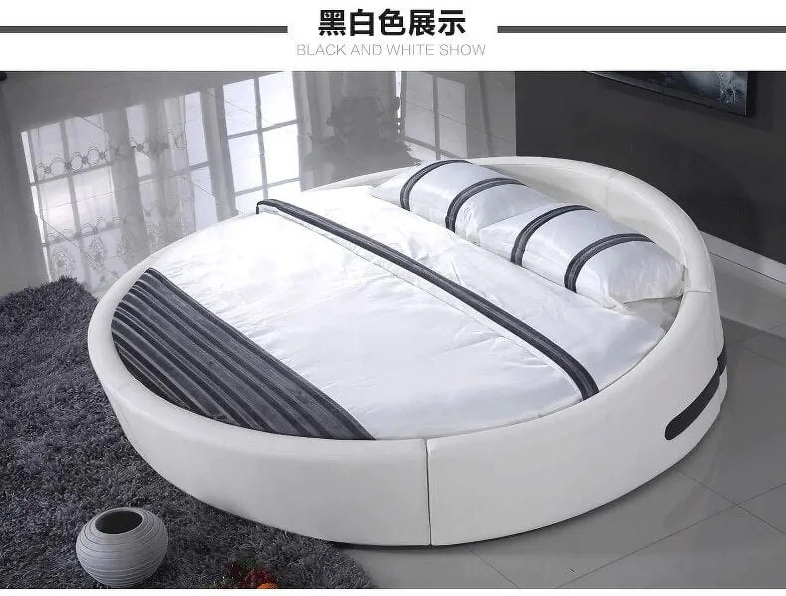 Real Genuine cow leather bed Soft Beds Bedroom round bed camas lit muebles de dormitorio yatak mobilya quarto unique designer