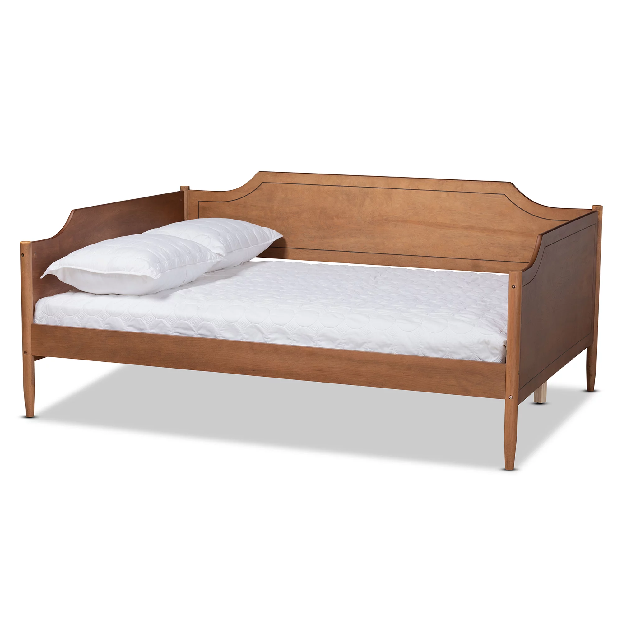 Baxton Studio Alya Traditional Engineered Wood Daybed, Full, Walnut Brown