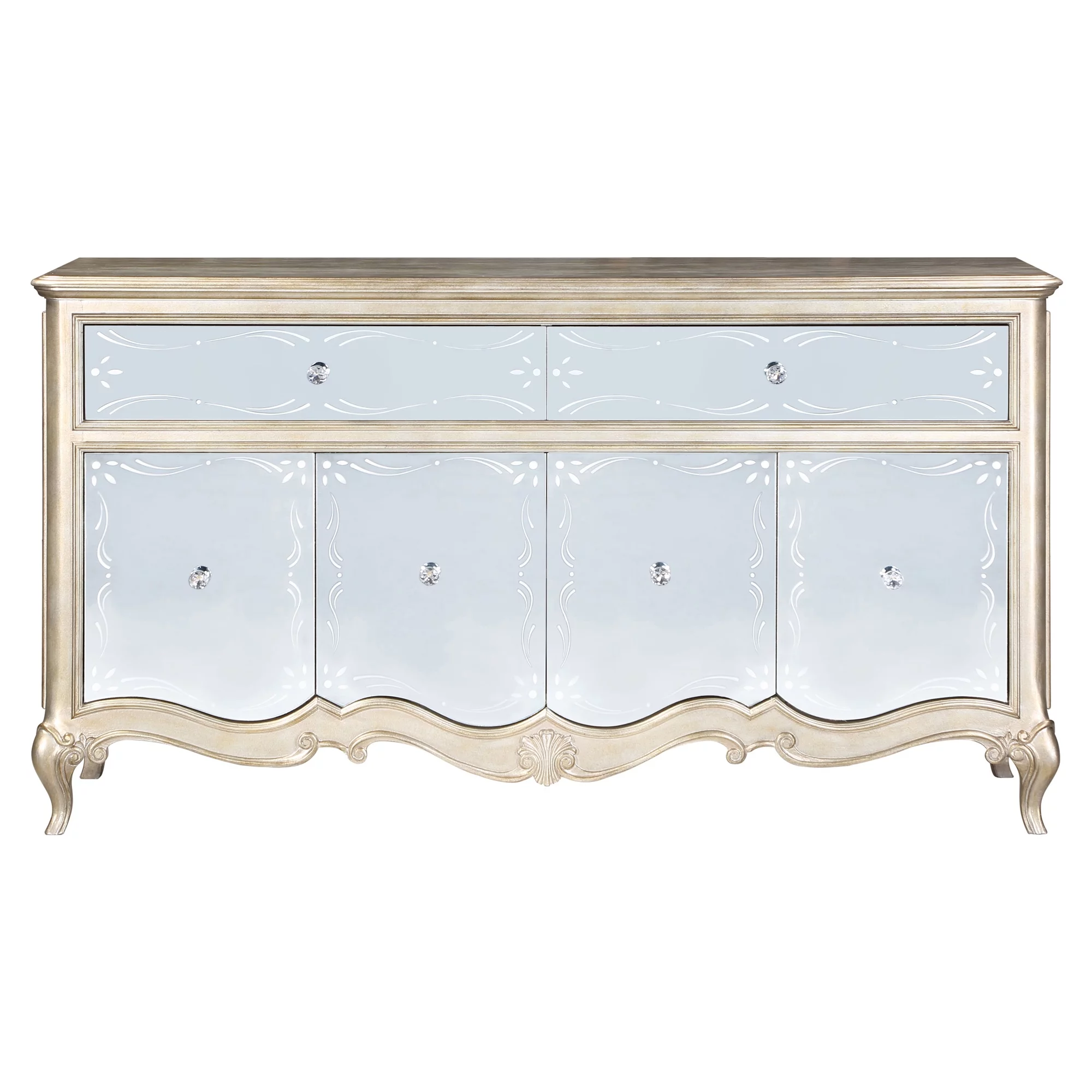 ACME Esteban Server in Mirrored and Antique Champagne