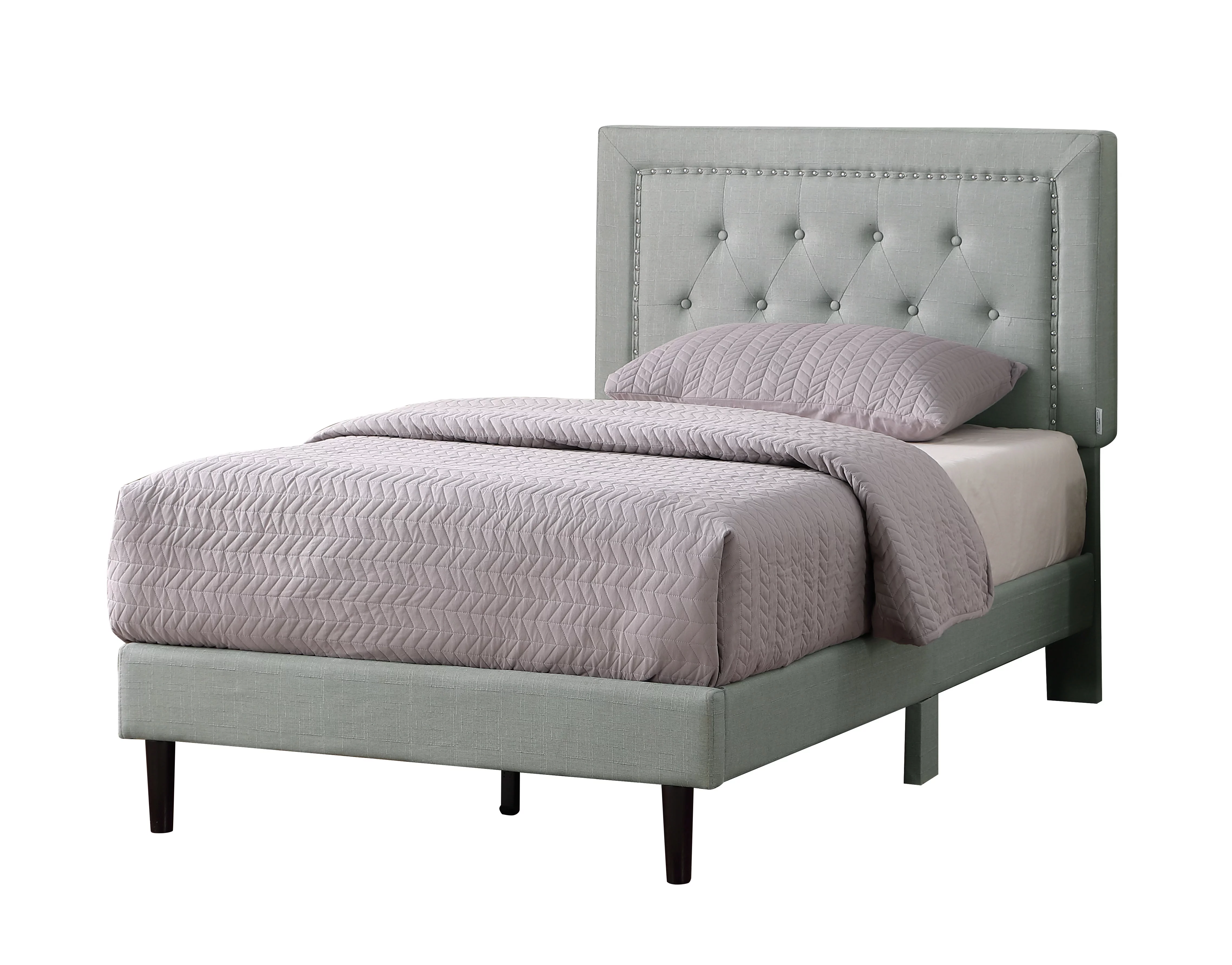 Twin Upholstered Platform Bed Frame with 48