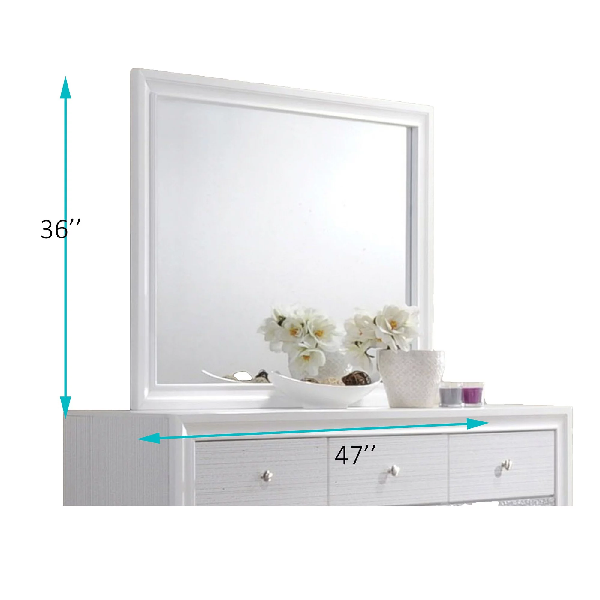 YJTONWIN Large modern Mirror Rectangular Wooden Mirror, Dresser Mirror White