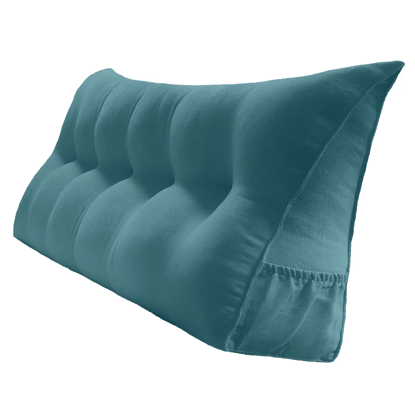 PEACHWELL Triangular Reading Bed Rest Pillow Large Bolster Cushion Headboard Backrest Wedge Pillow with Removable Cover and Two Large Side Pockets Teal California King 71 Inches