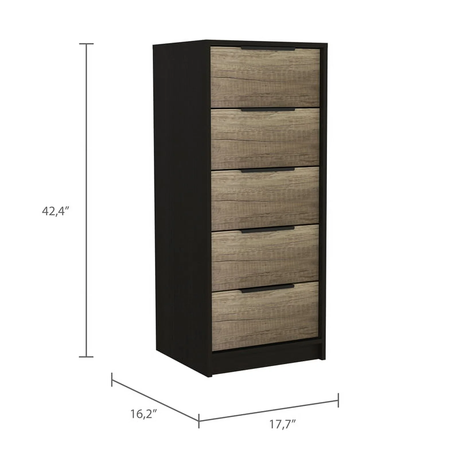 Bowery Hill Modern 5-Drawer Wood Free Standing Dresser in Espresso/Light Oak