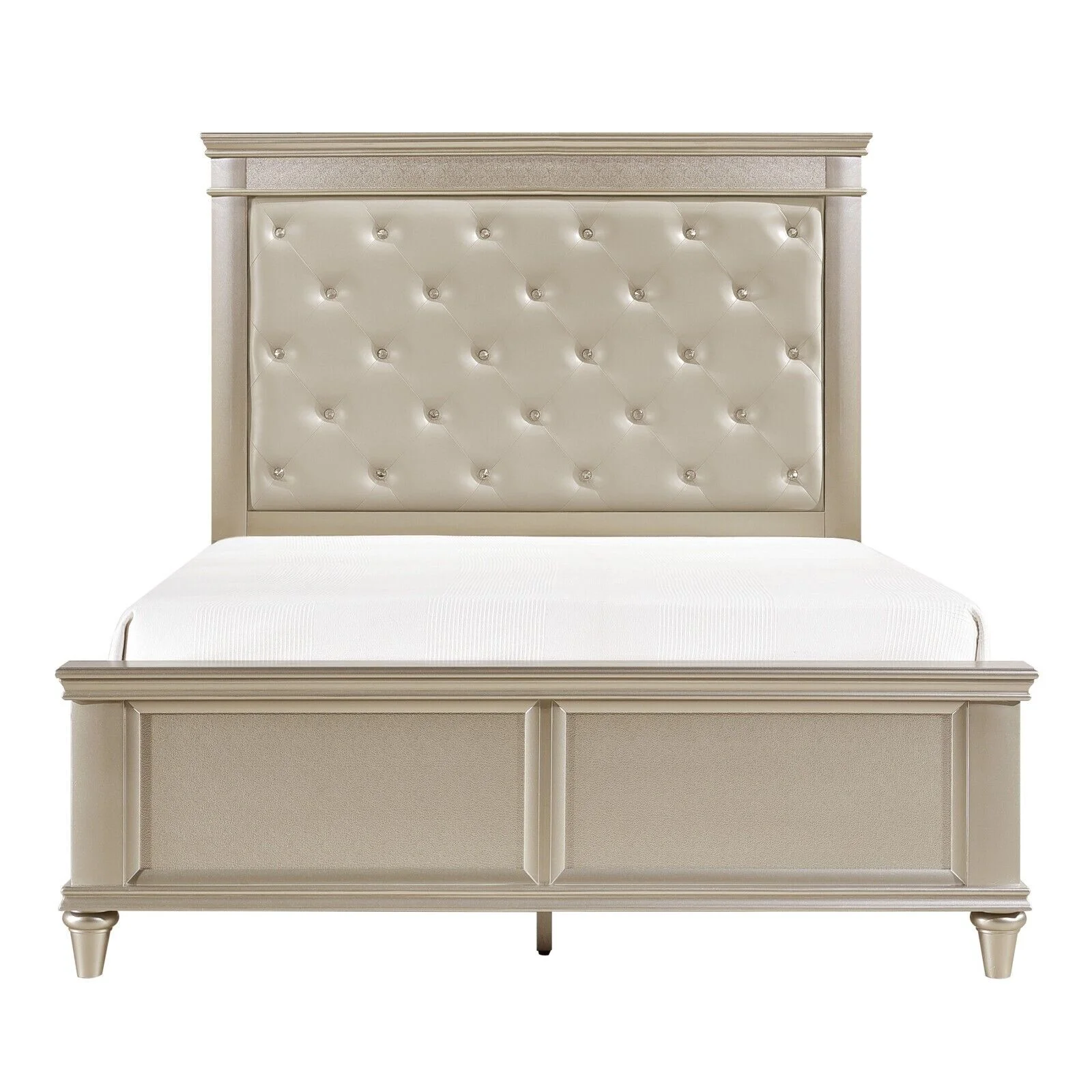 Modern Traditional Eastern King Size Bed Crystal Tufted Headboard Textural Panel Bedroom Furniture