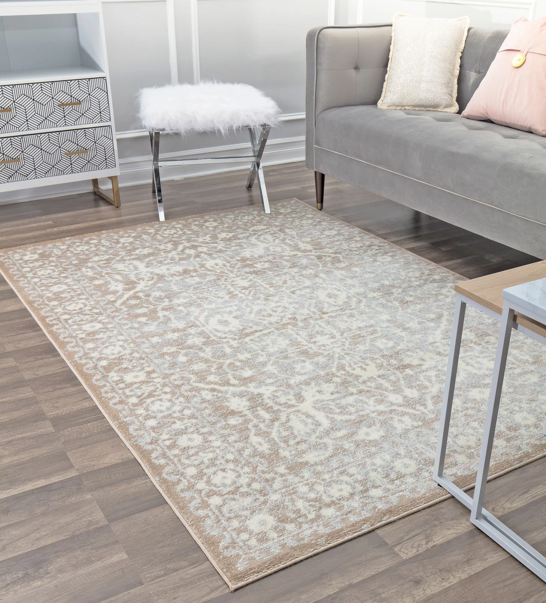 Rugs America Lennox LX20A Vanilla Oriental Transitional Cream Area Rug, 5'3
