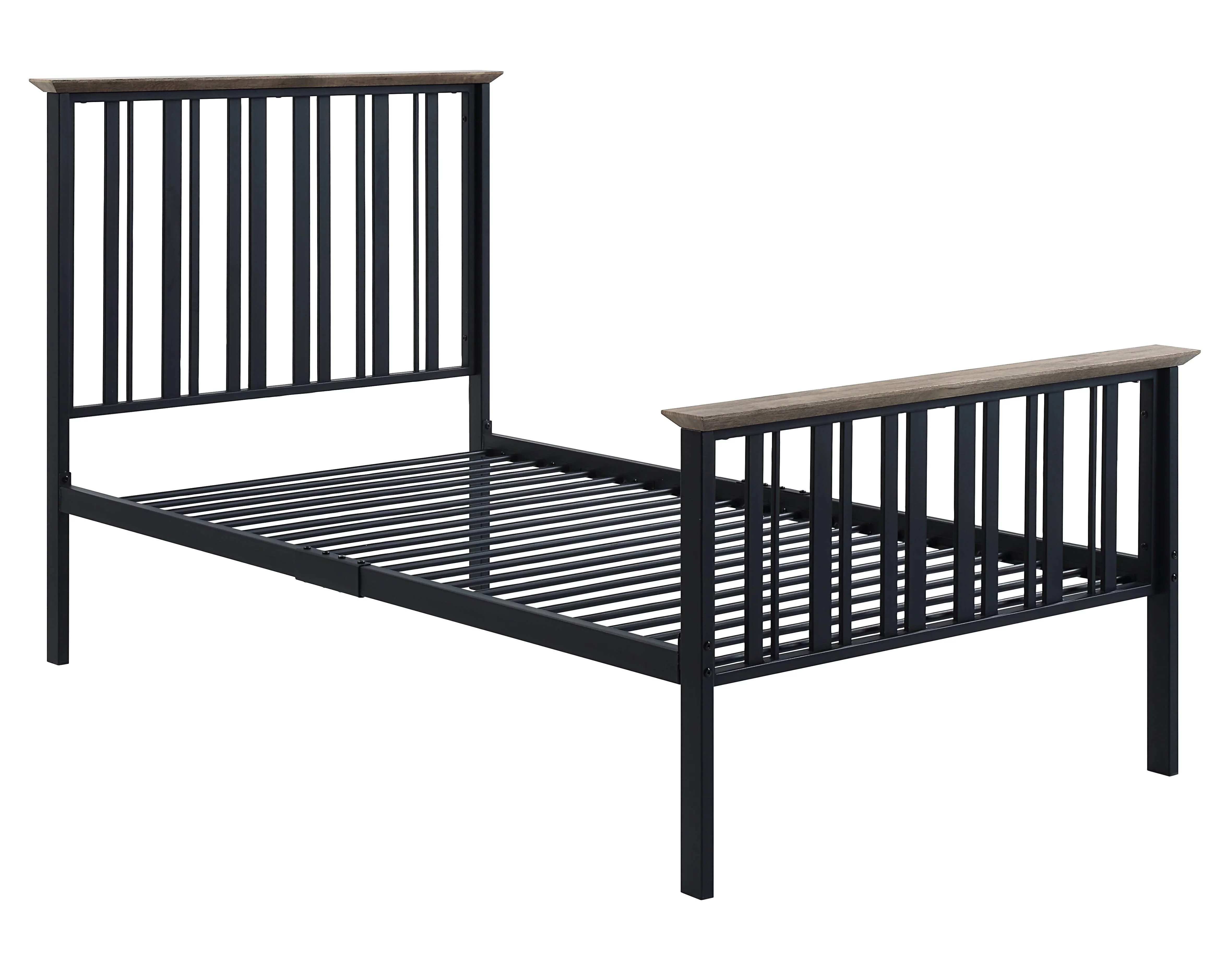 ACME Zudora Metal Twin Bed with Vertical Slats in Antique Oak and Black