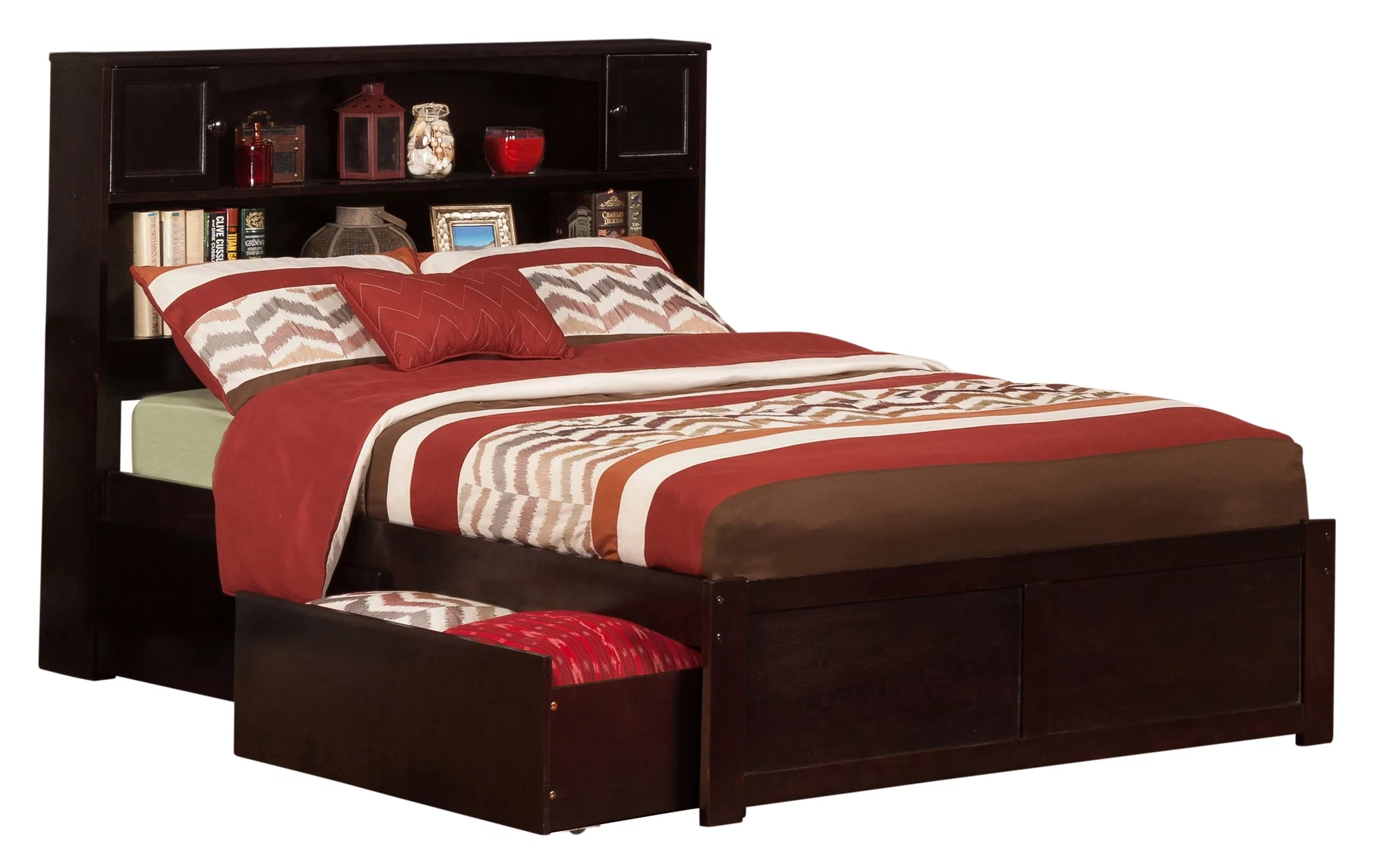 Newport Platform Bed with Flat Panel Foot Board and 2 Urban Bed Drawers, Multiple Sizes, Multiple Colors