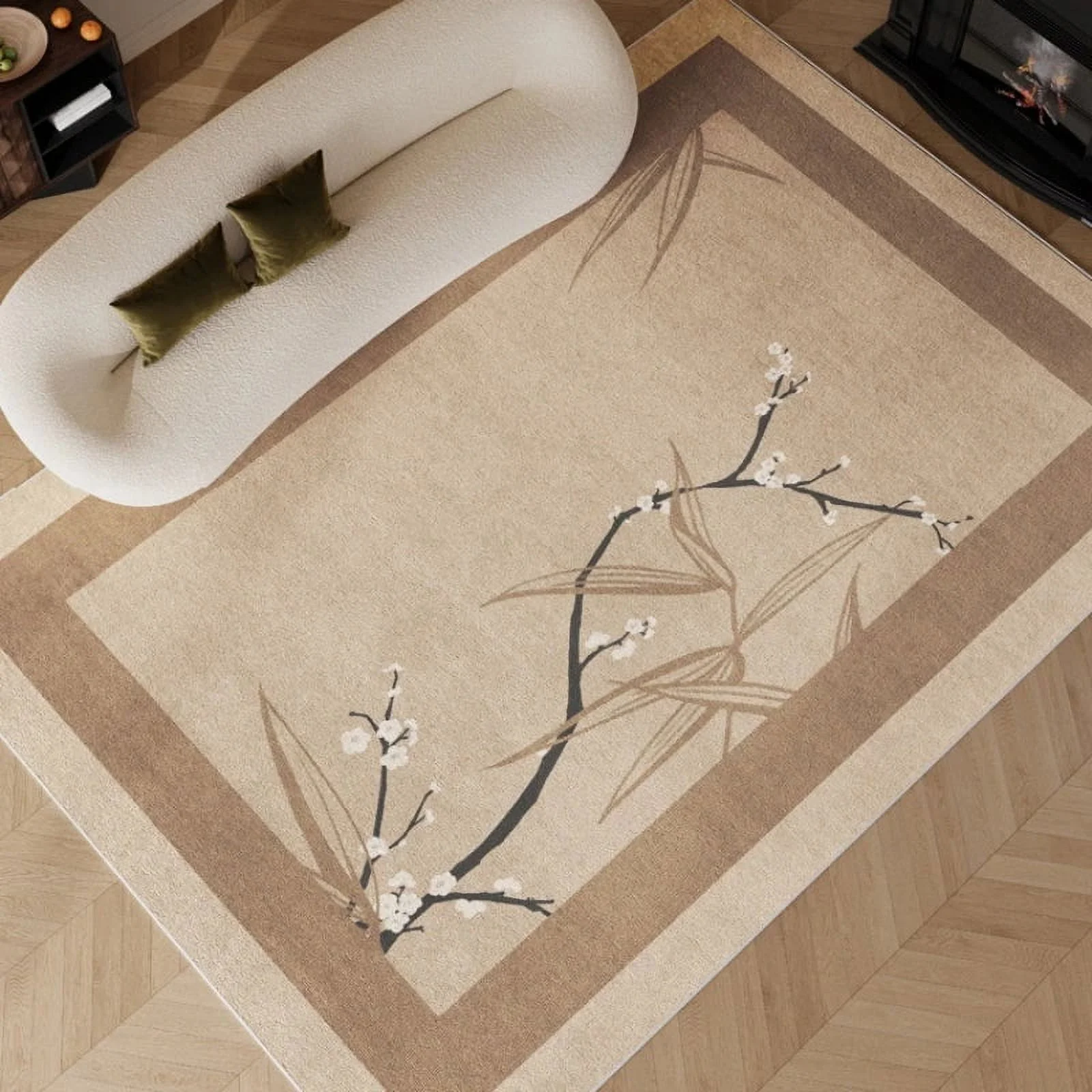 Retro Bamboo Living Room Decorative Carpets Dark Green Bedroom Bedside Carpet Modern Chinese Style Cloakroom Large Area Rugs 양탄자