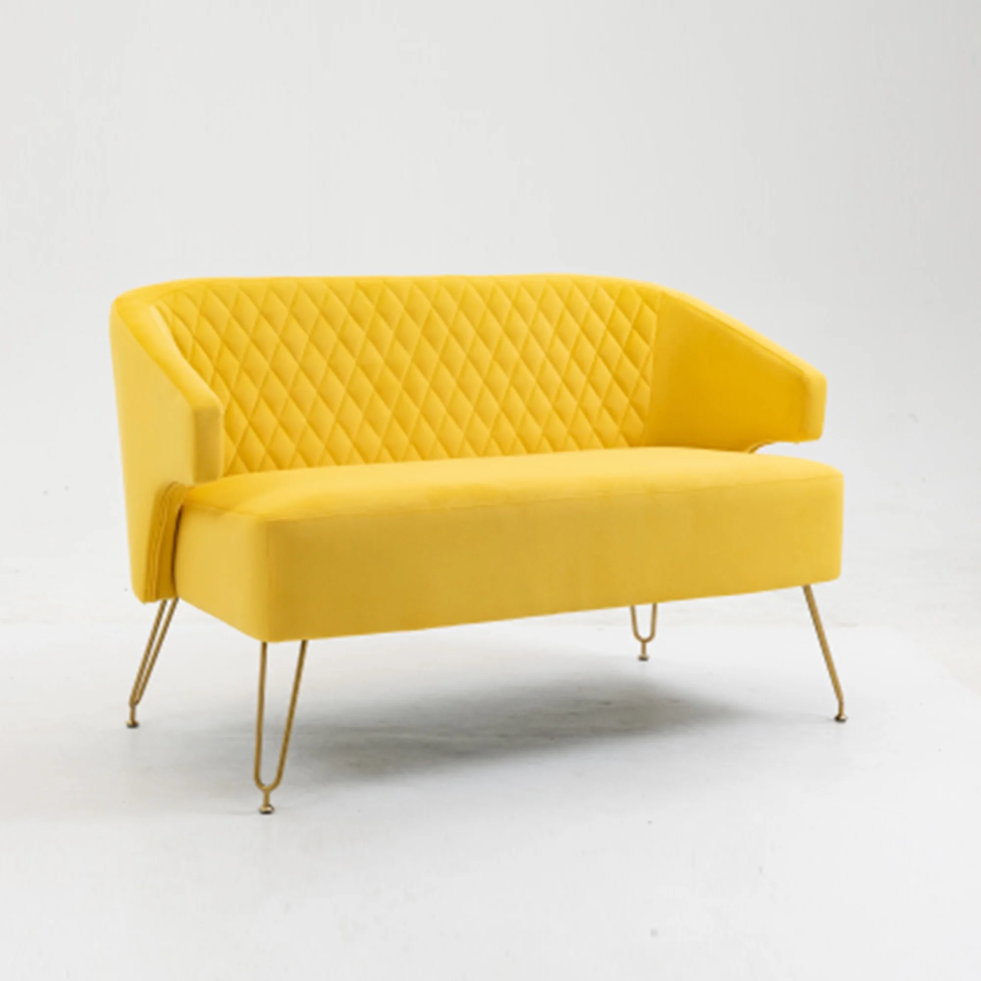 HOMEFUN Twin Size Love seat Accent Sofa with Golden Metal Legs, Living Room Sofa with Tufted Backrest, 600 Pounds Weight Capacity