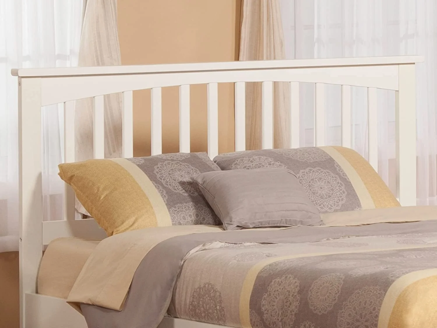 Mission Queen Size Headboard With Attachable Charger In White