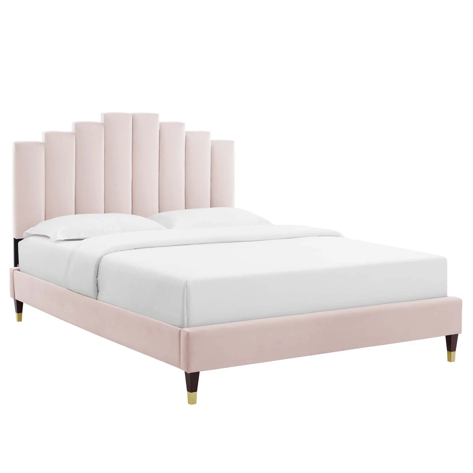 Modway Elise King Performance Velvet Platform Bed in Pink